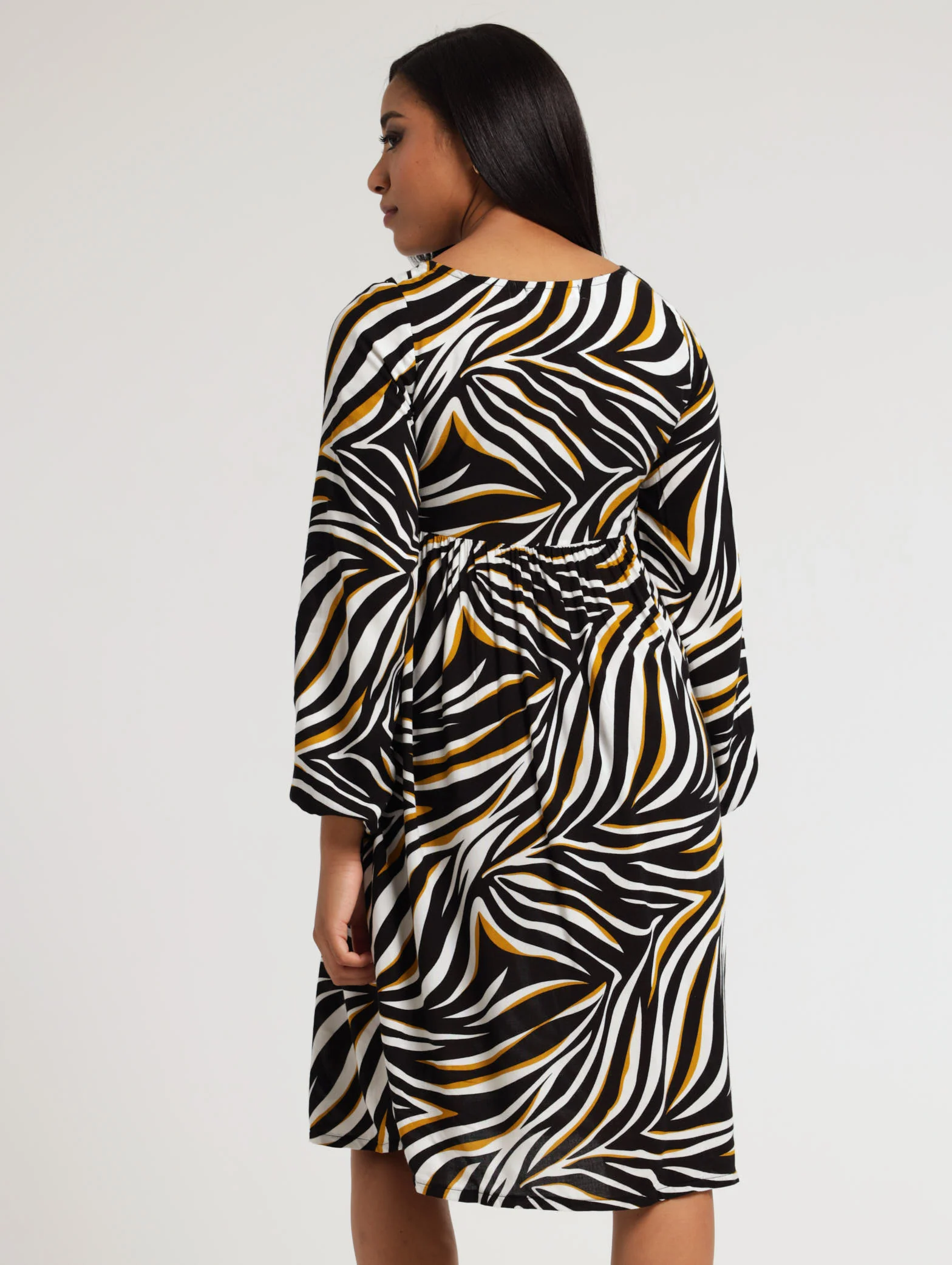 Long Sleeve Printed Dress - Multi - Image 4