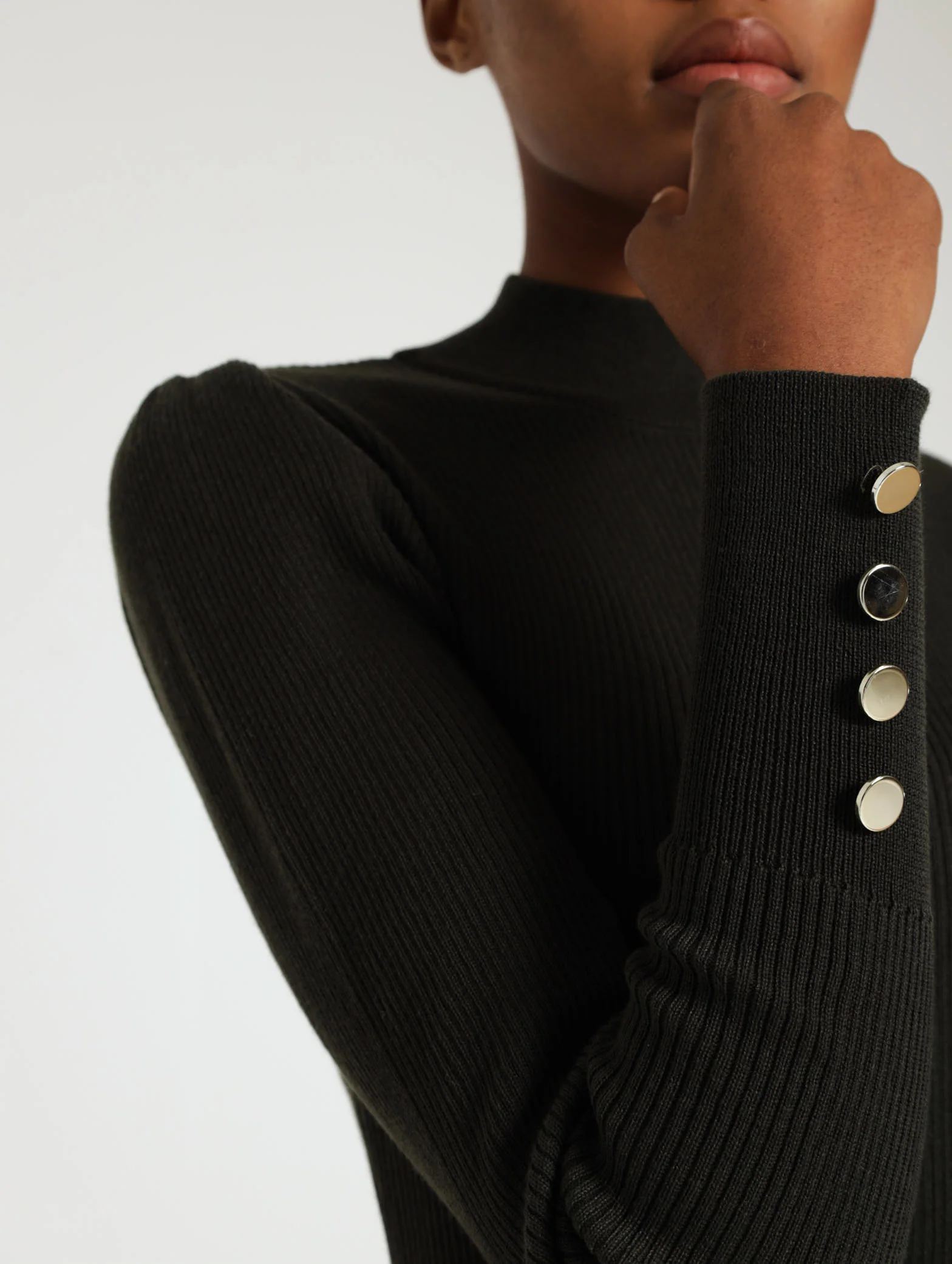 Long Sleeve Puff Sleeve Bodycon Ribbed Dress - Image 4