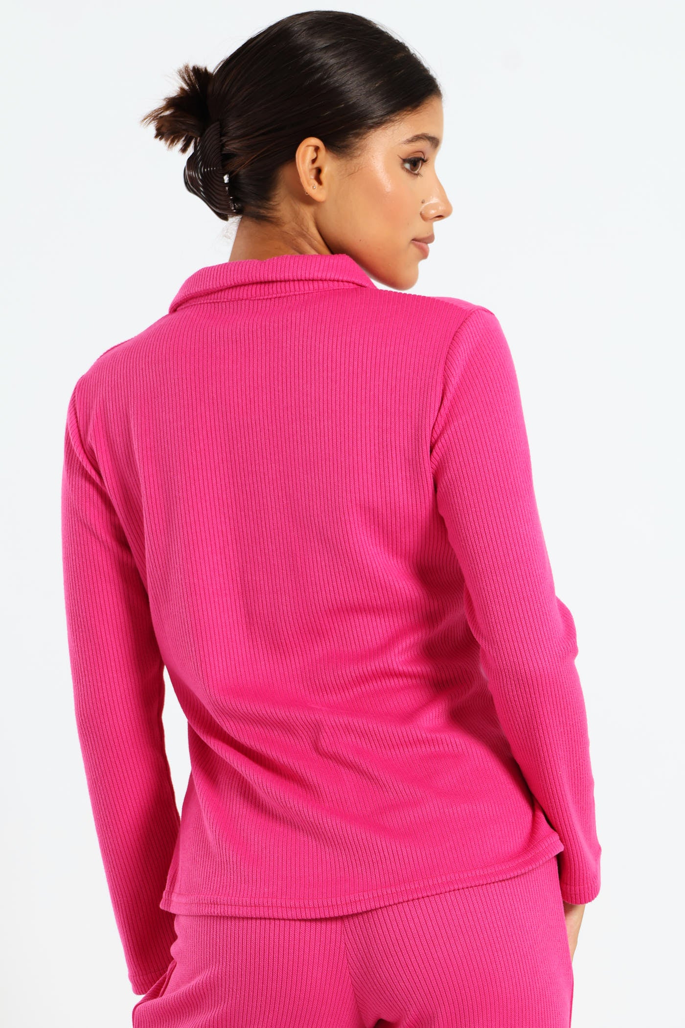 Long Sleeve Relaxed Loungewear Top - Magenta - Image 5