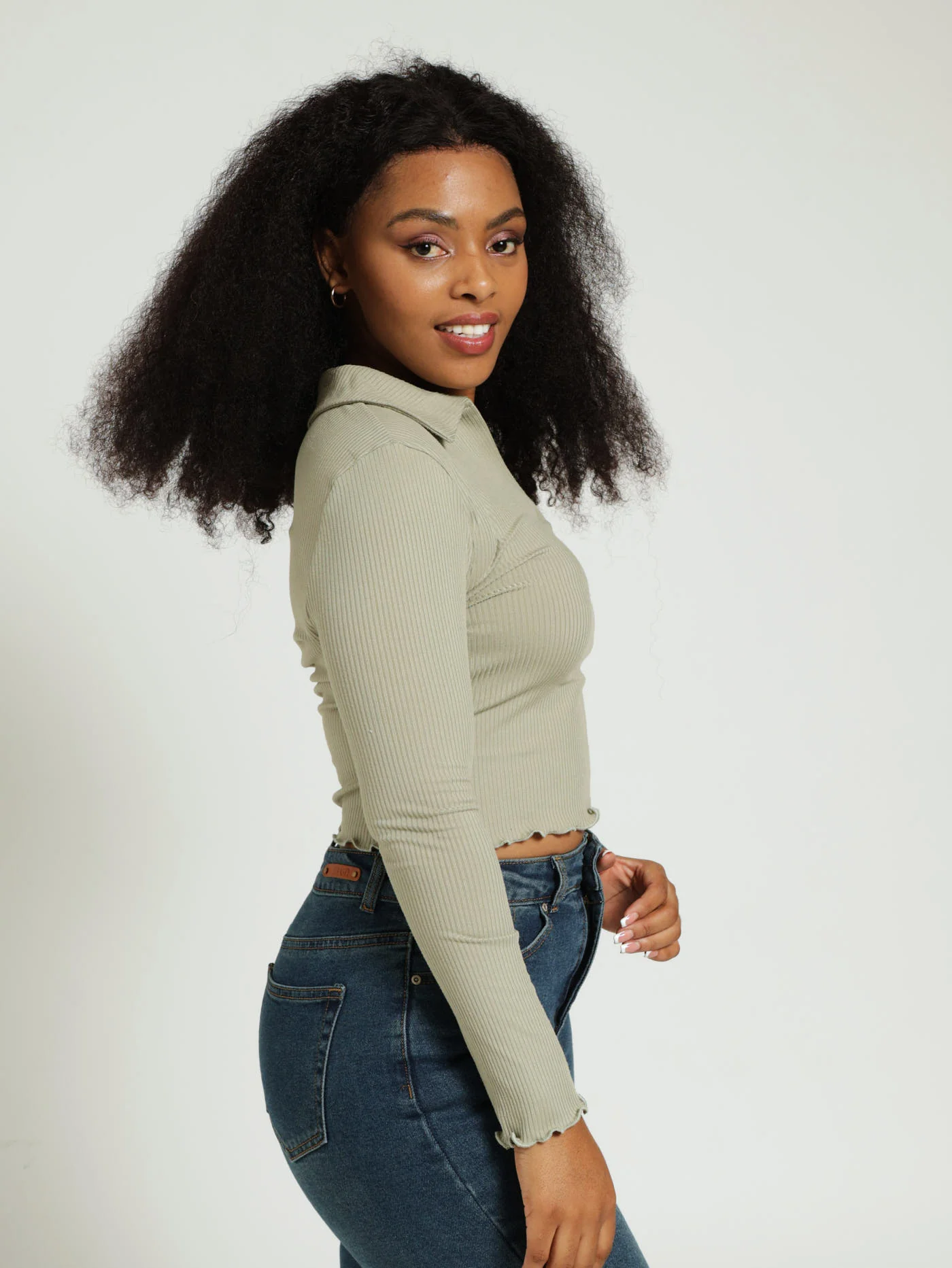 Long Sleeve Rib Golfer - Sage - Image 2