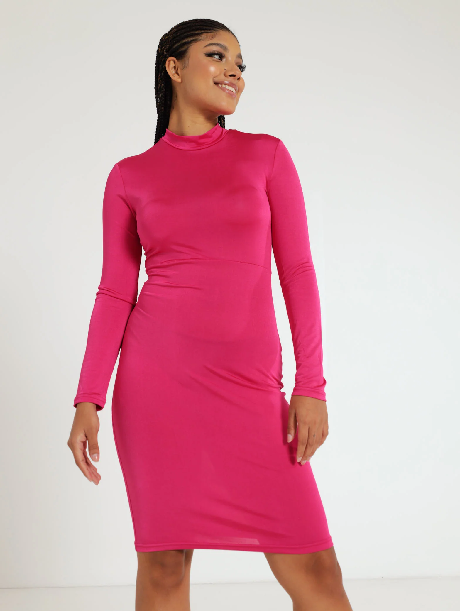 Long Sleeve Slinky Dress Cutout Back - Image 2