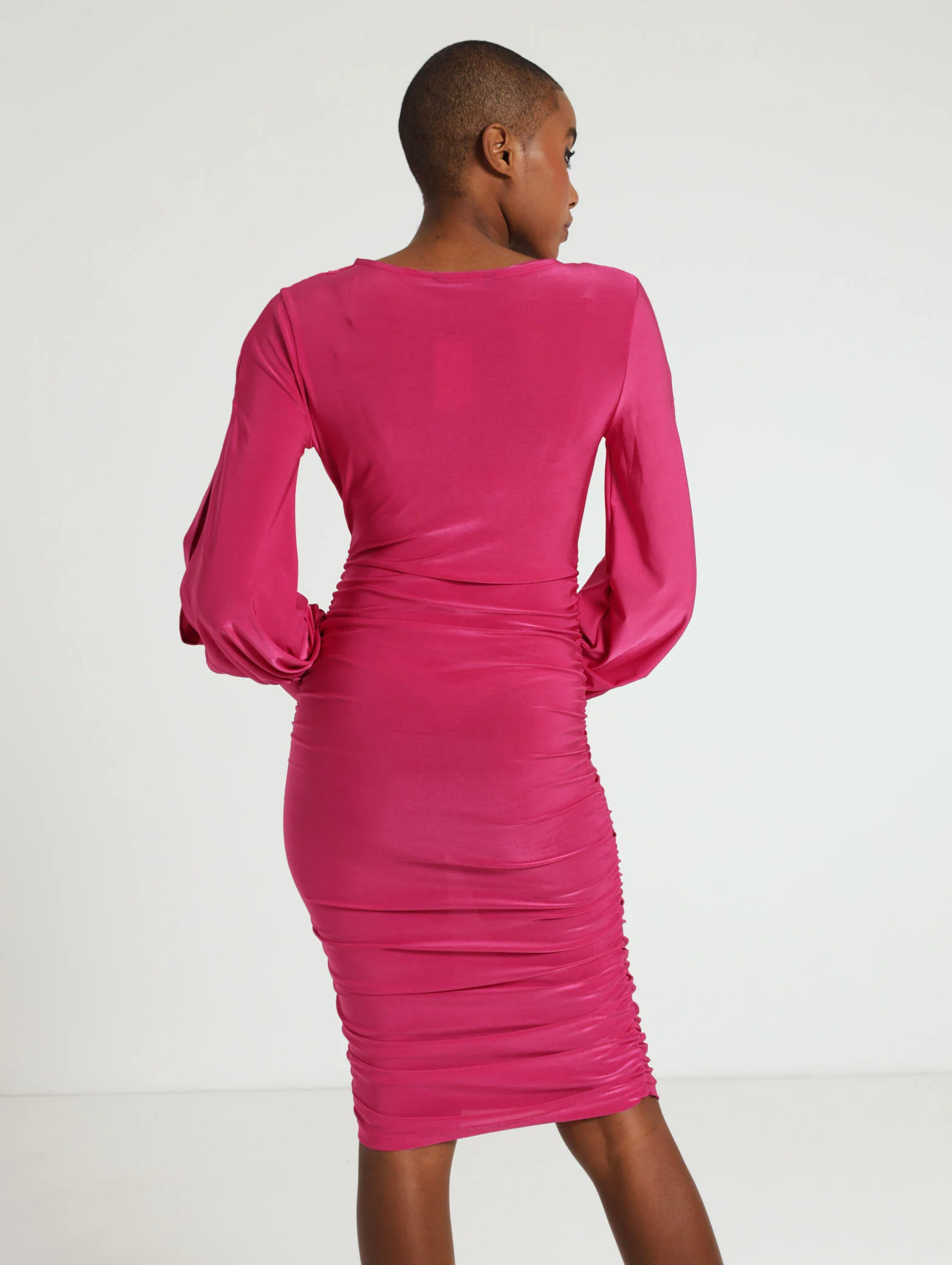 Long Sleeve Slinky Dress With Arm Cutout Detail - Image 5