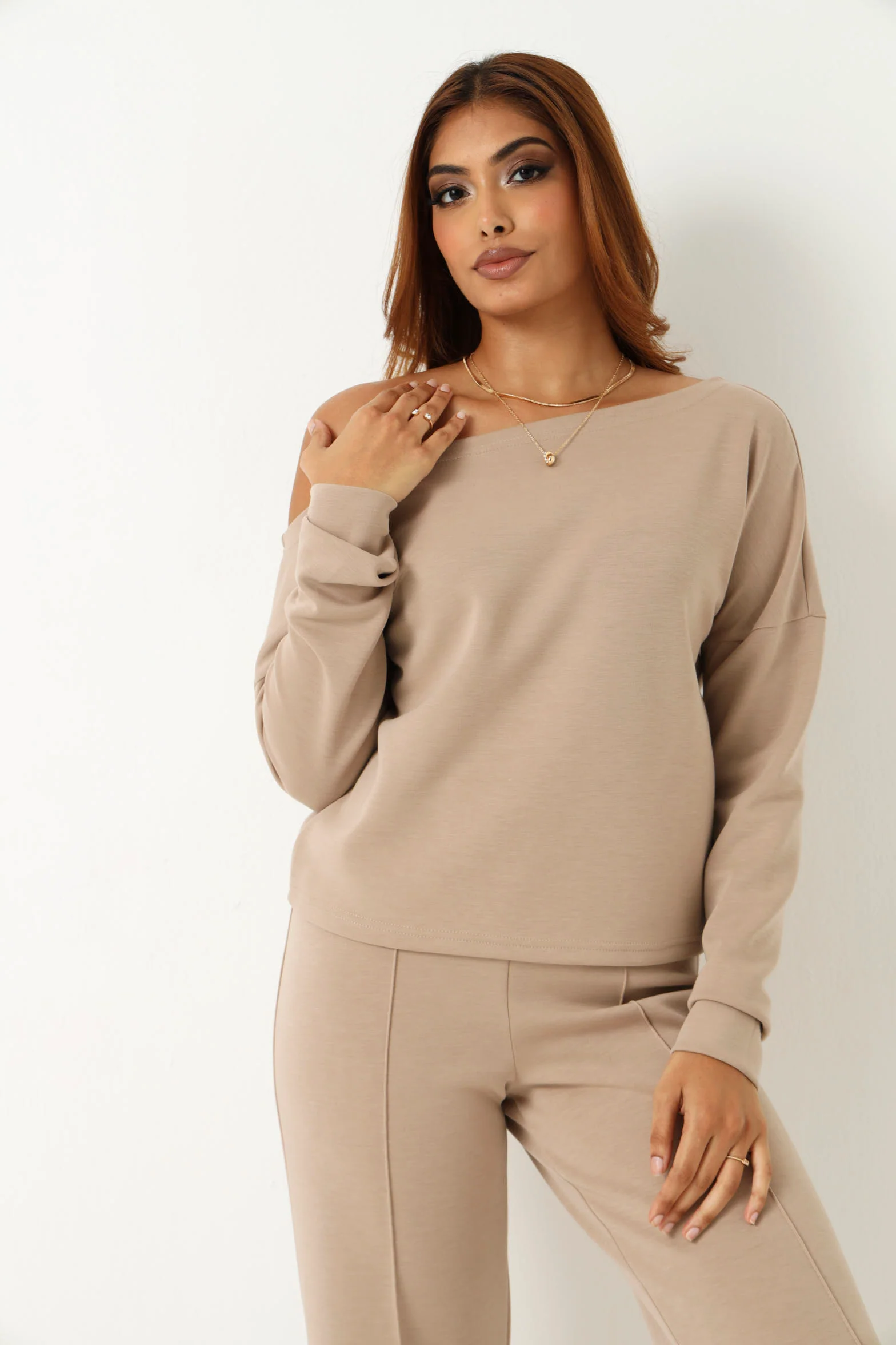 Long Sleeve  Soft Feel Top -  Stone