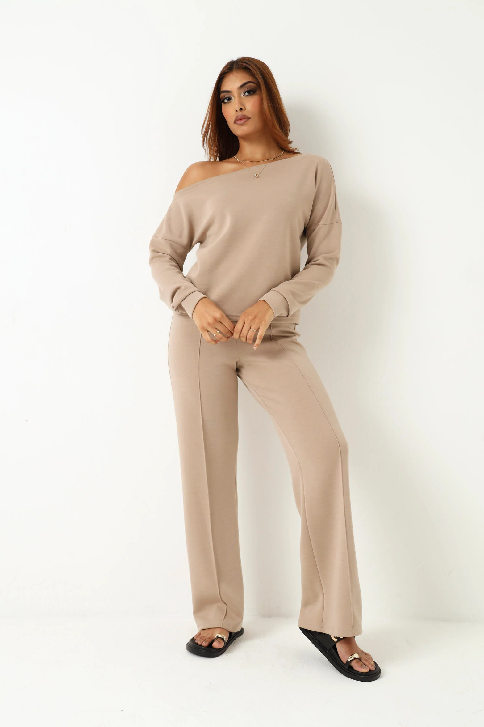 Long Sleeve  Soft Feel Top -  Stone - Image 8