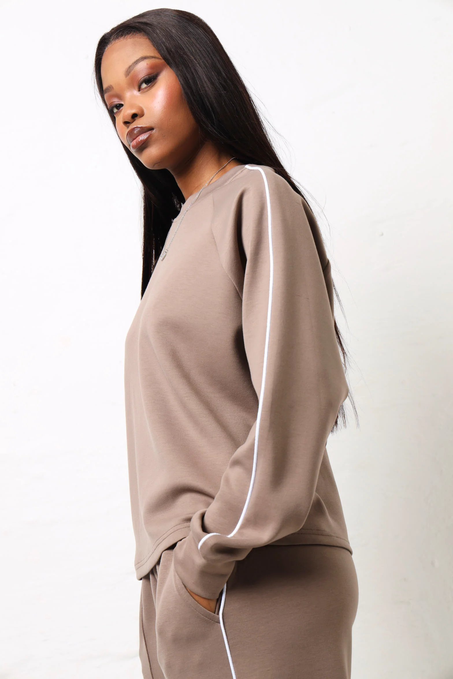 Long Sleeve Soft Touch Active Top - Beige/Cream - Image 2