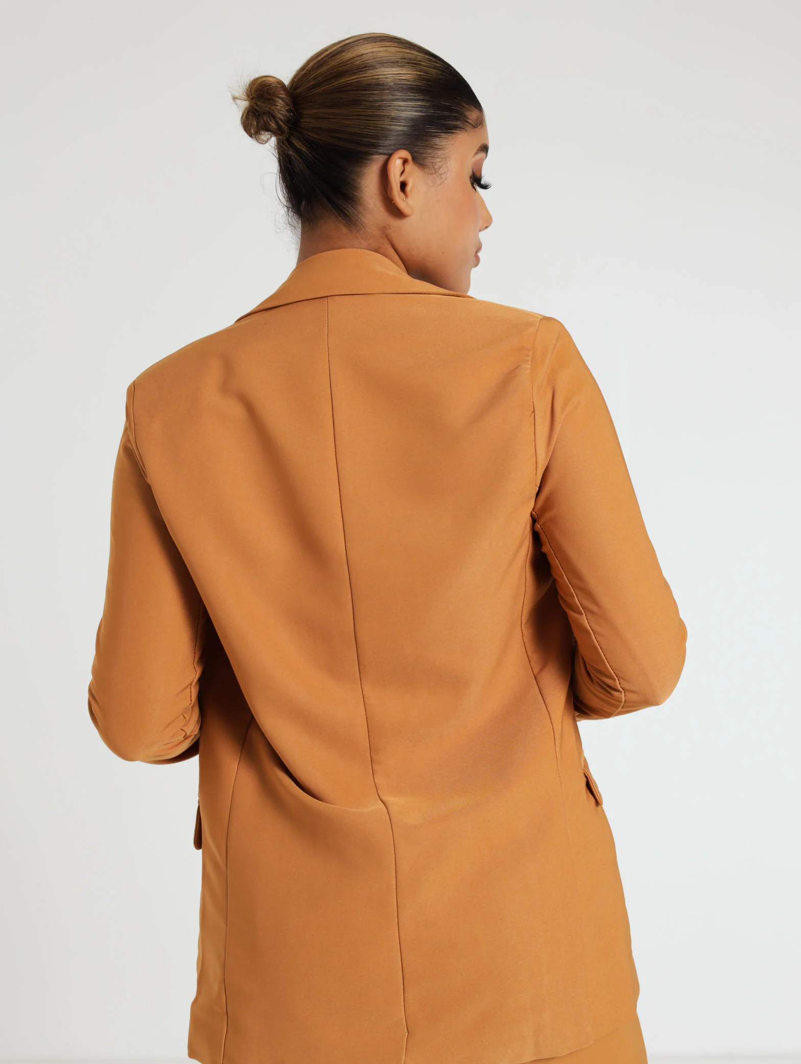 Long Sleeve Stone Blazer With Tortoise Shell Buttons - Image 4