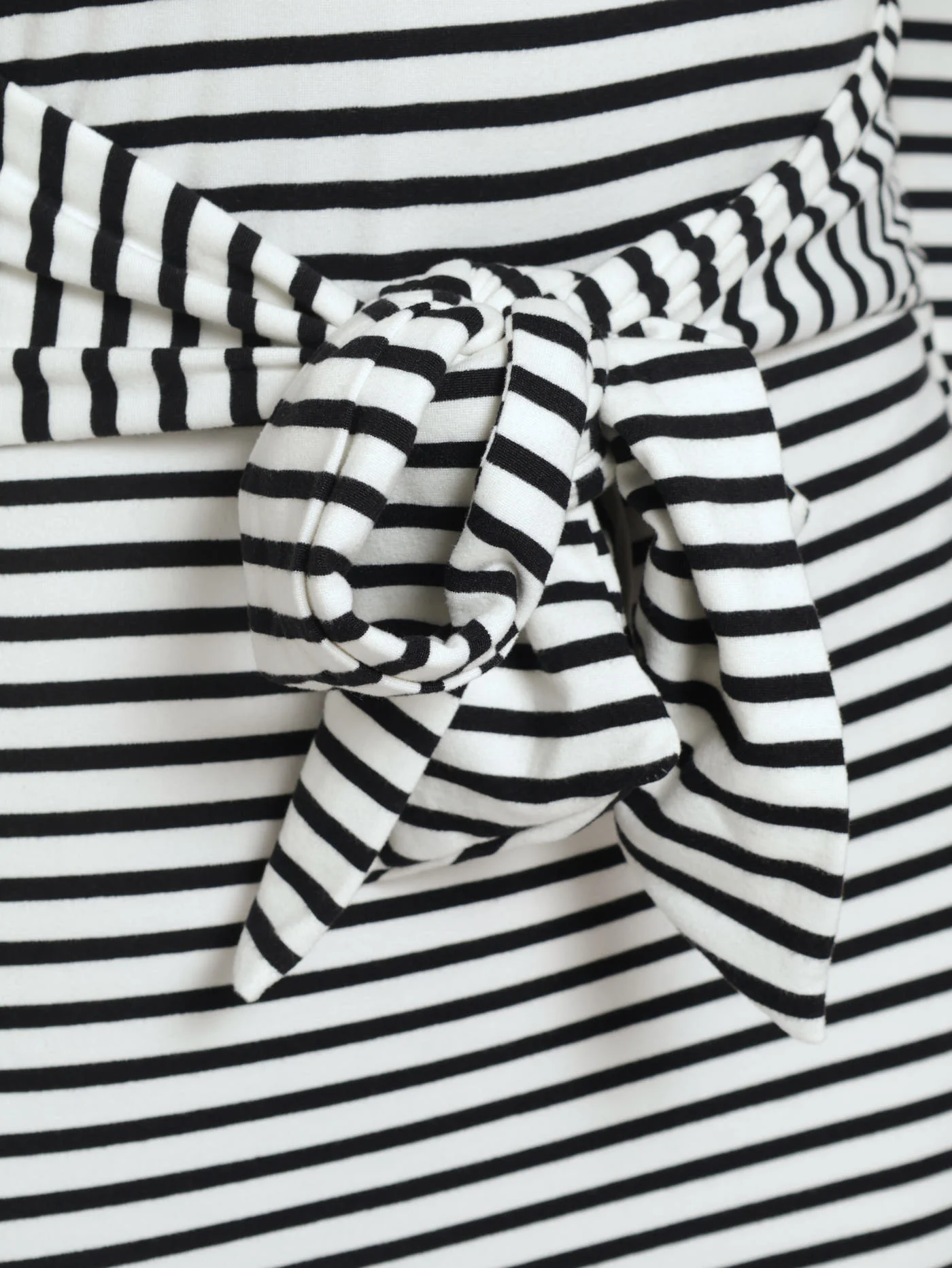 Long Sleeve Stripe Belted Bodycon Dress - Black/White - Image 4