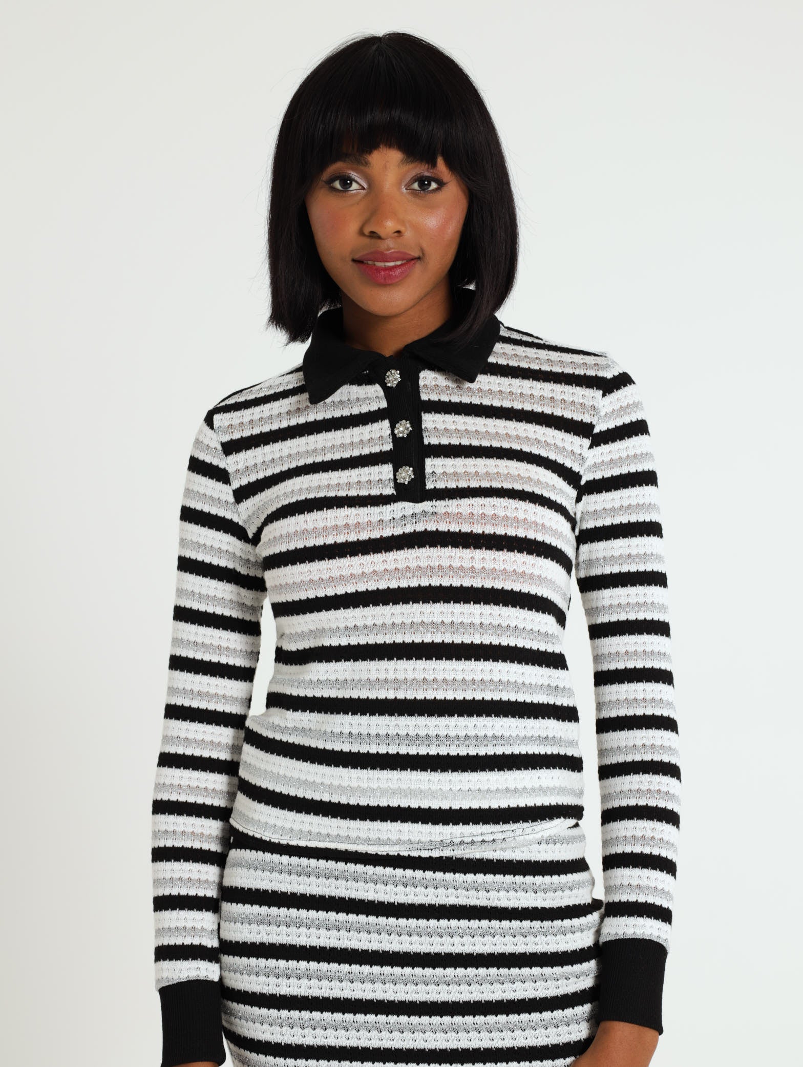 Long Sleeve Stripe Cut And Sew Top