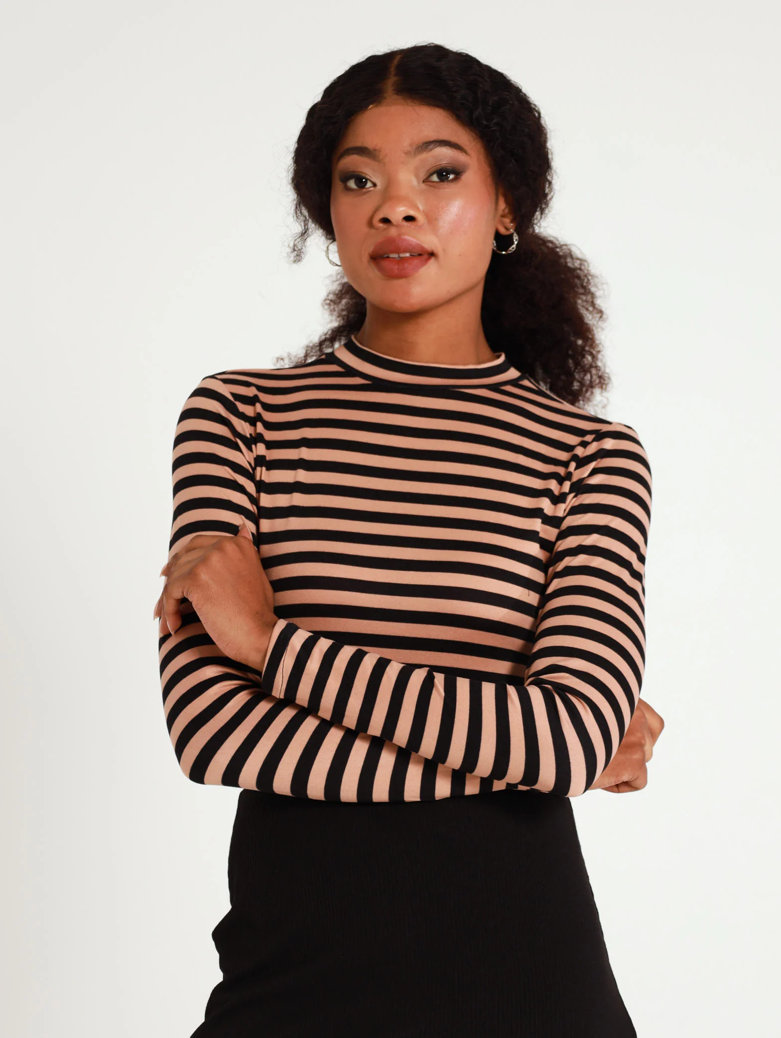 Long Sleeve Stripe Turtle Neck Body Suit
