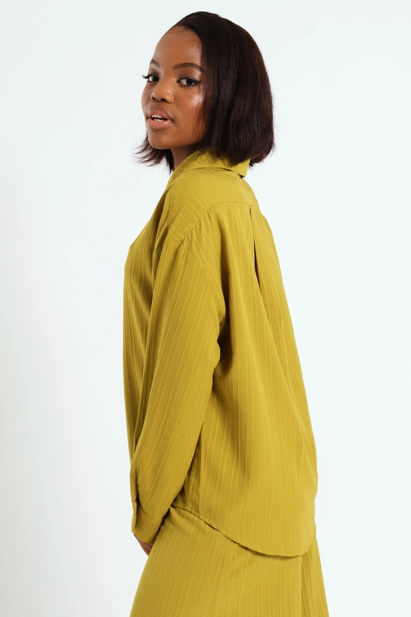 Long Sleeve Textured Shirt - Chartreuse - Image 2