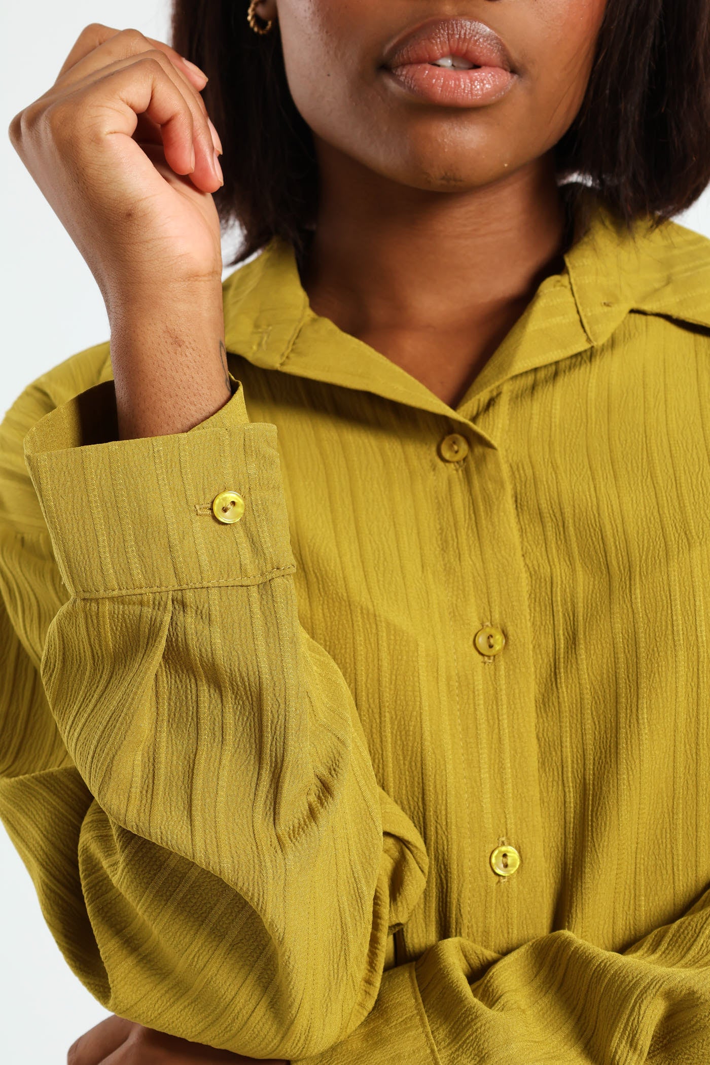 Long Sleeve Textured Shirt - Chartreuse - Image 4