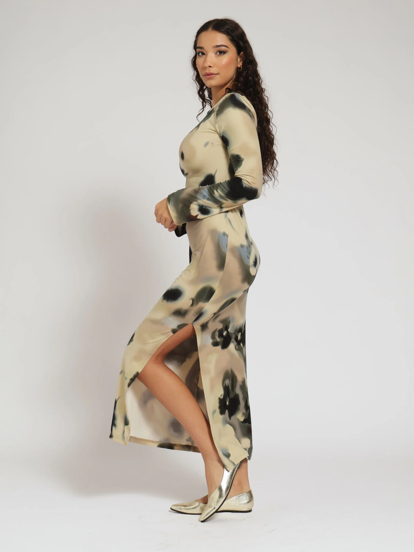 Long Sleeve Tie Dye Distsy Mid maxi Dress - Image 2