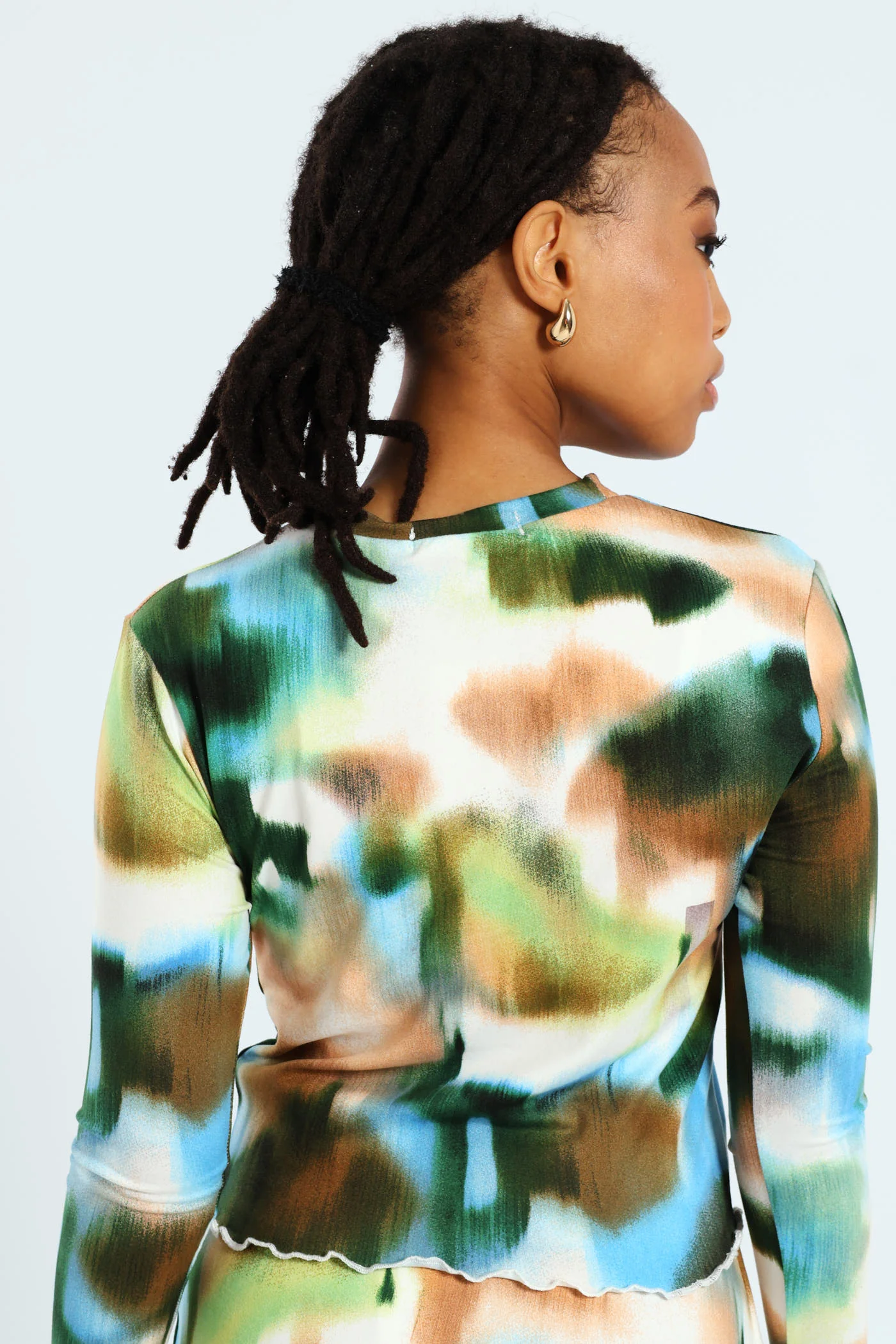 Long Sleeve Tie Dye Look Top - Multi - Image 5