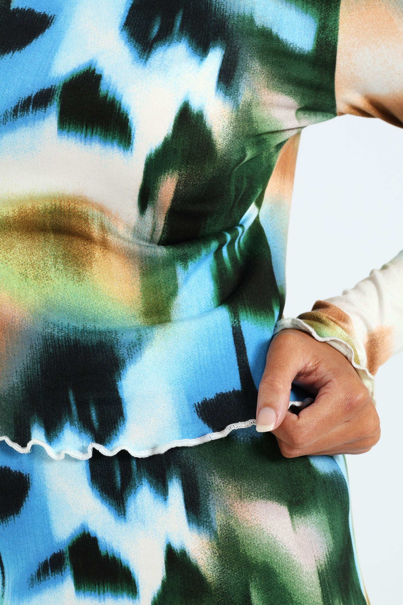 Long Sleeve Tie Dye Look Top - Multi - Image 6