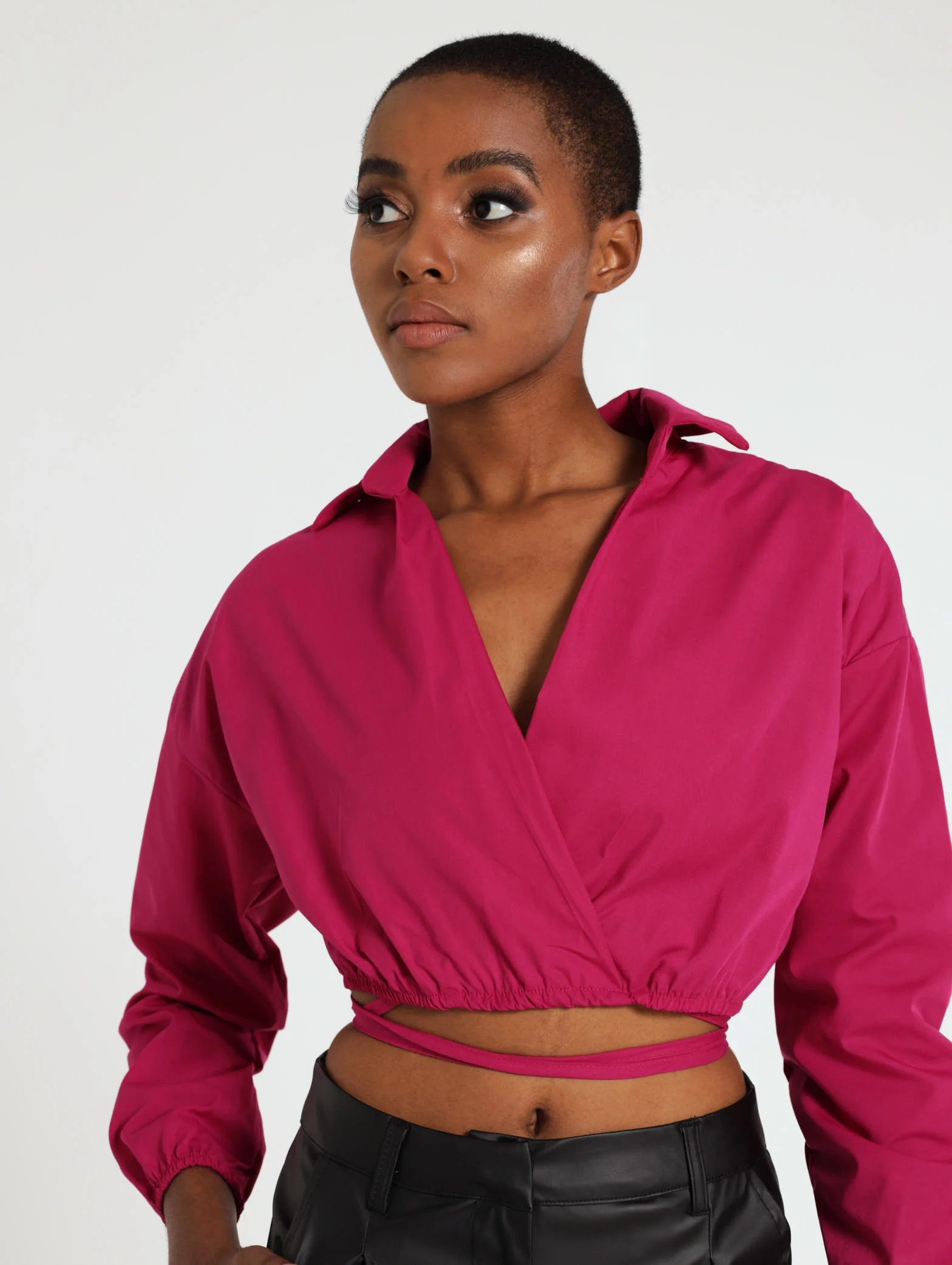 Long Sleeve Tie Waist Detail Shirt
