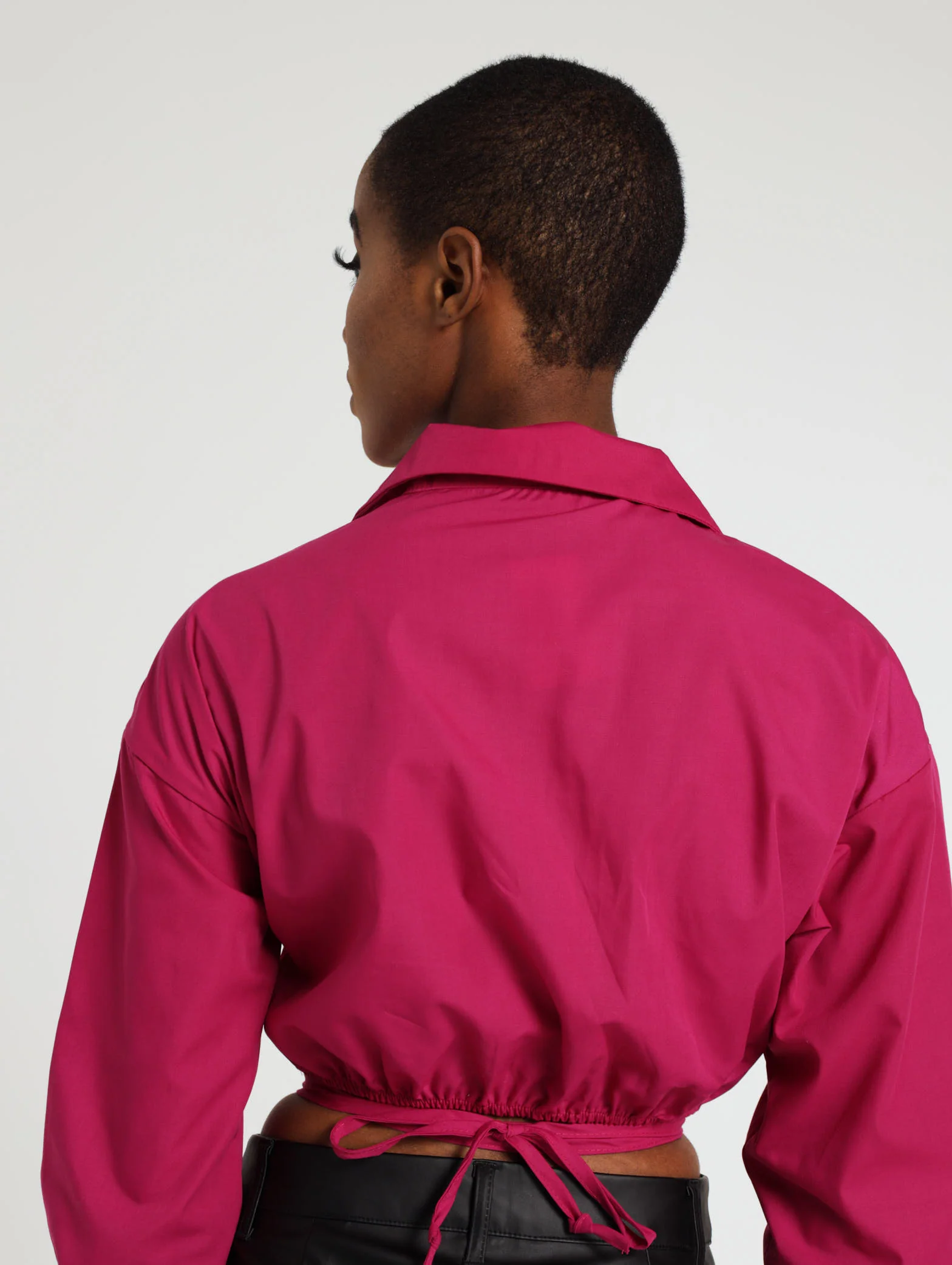 Long Sleeve Tie Waist Detail Shirt - Image 2