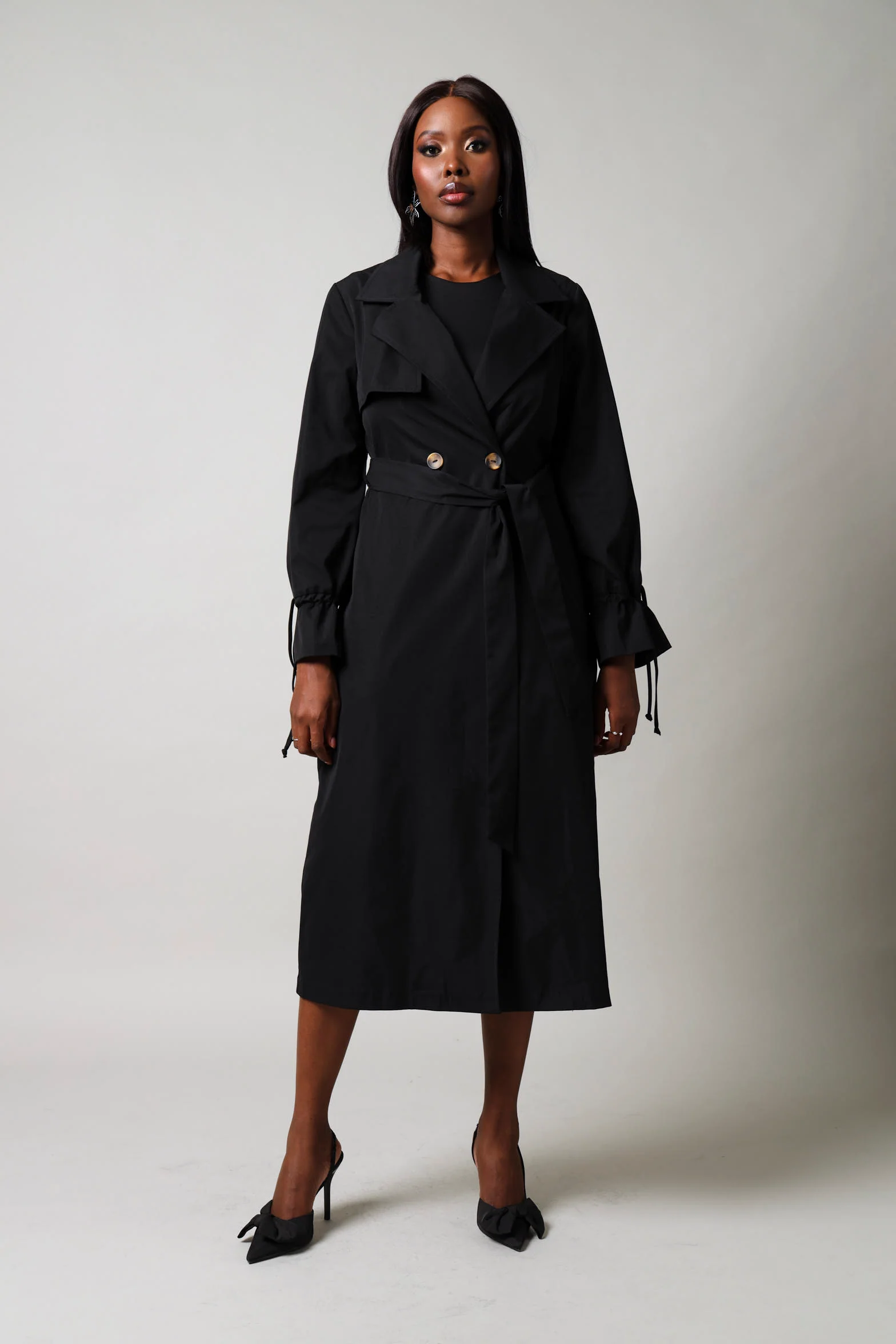 Long Sleeve Trench - Black