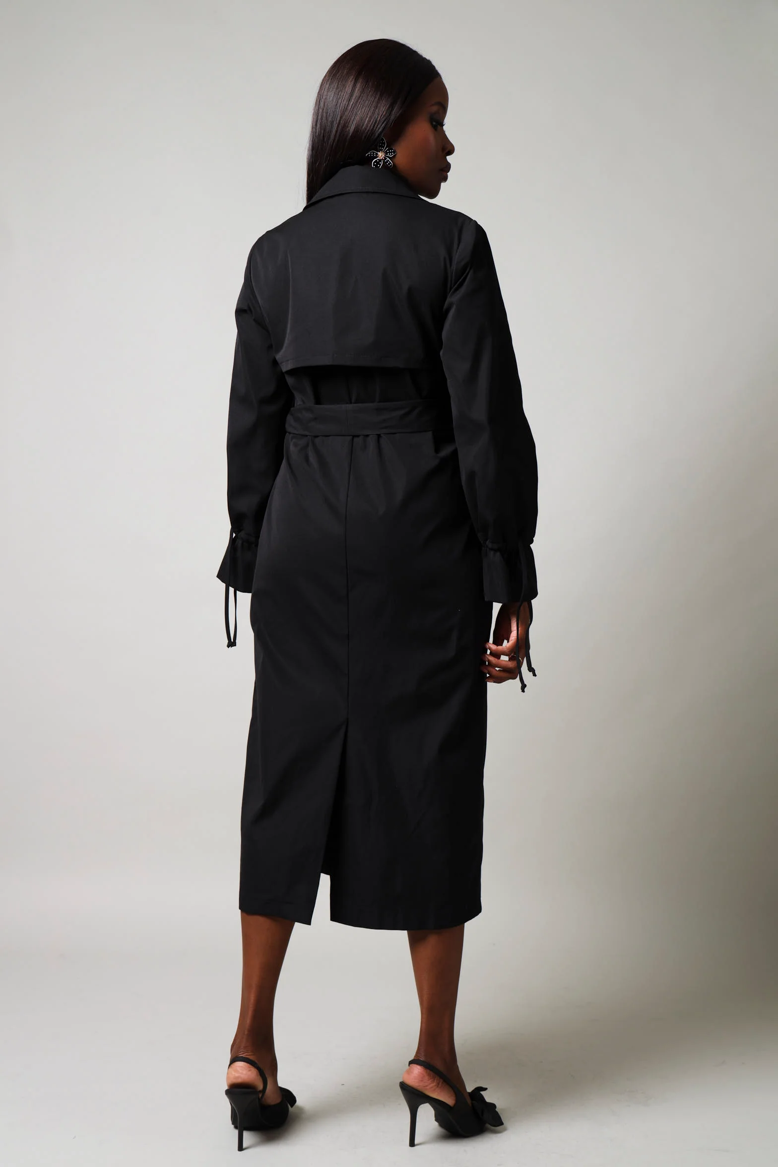 Long Sleeve Trench - Black - Image 5