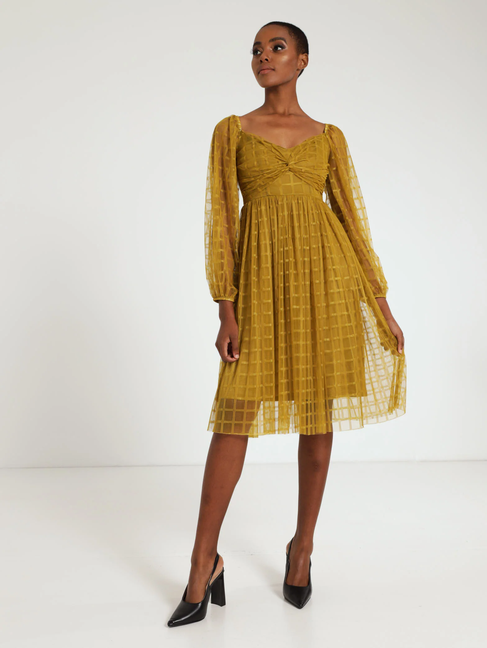 Long Sleeve Twist Bodice Dress - Image 4