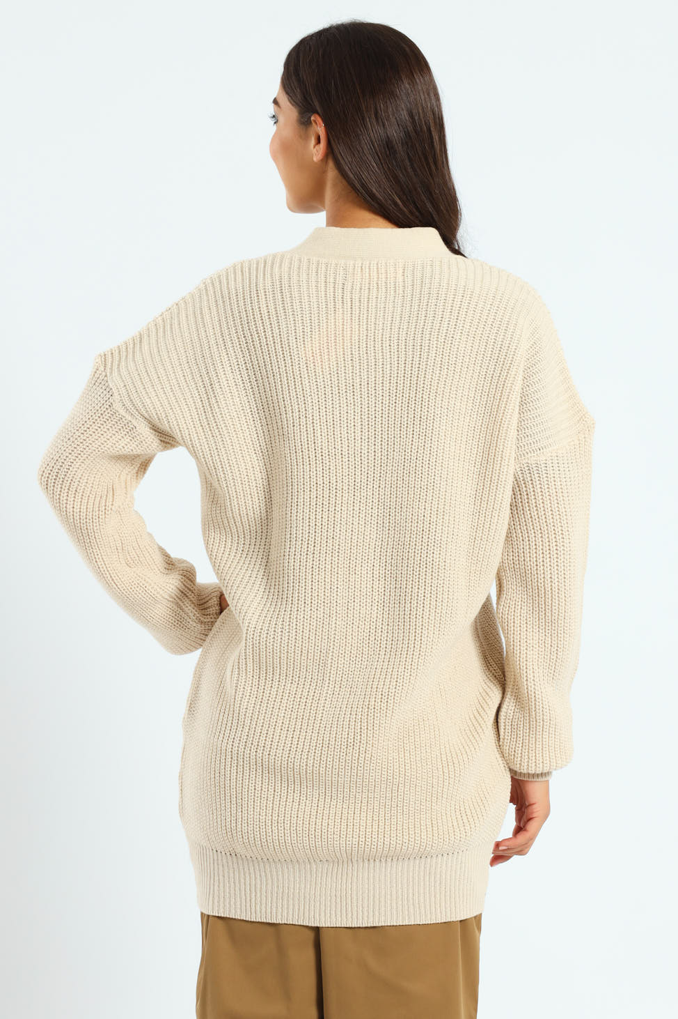 Longer Length Cardi - Taupe - Image 5
