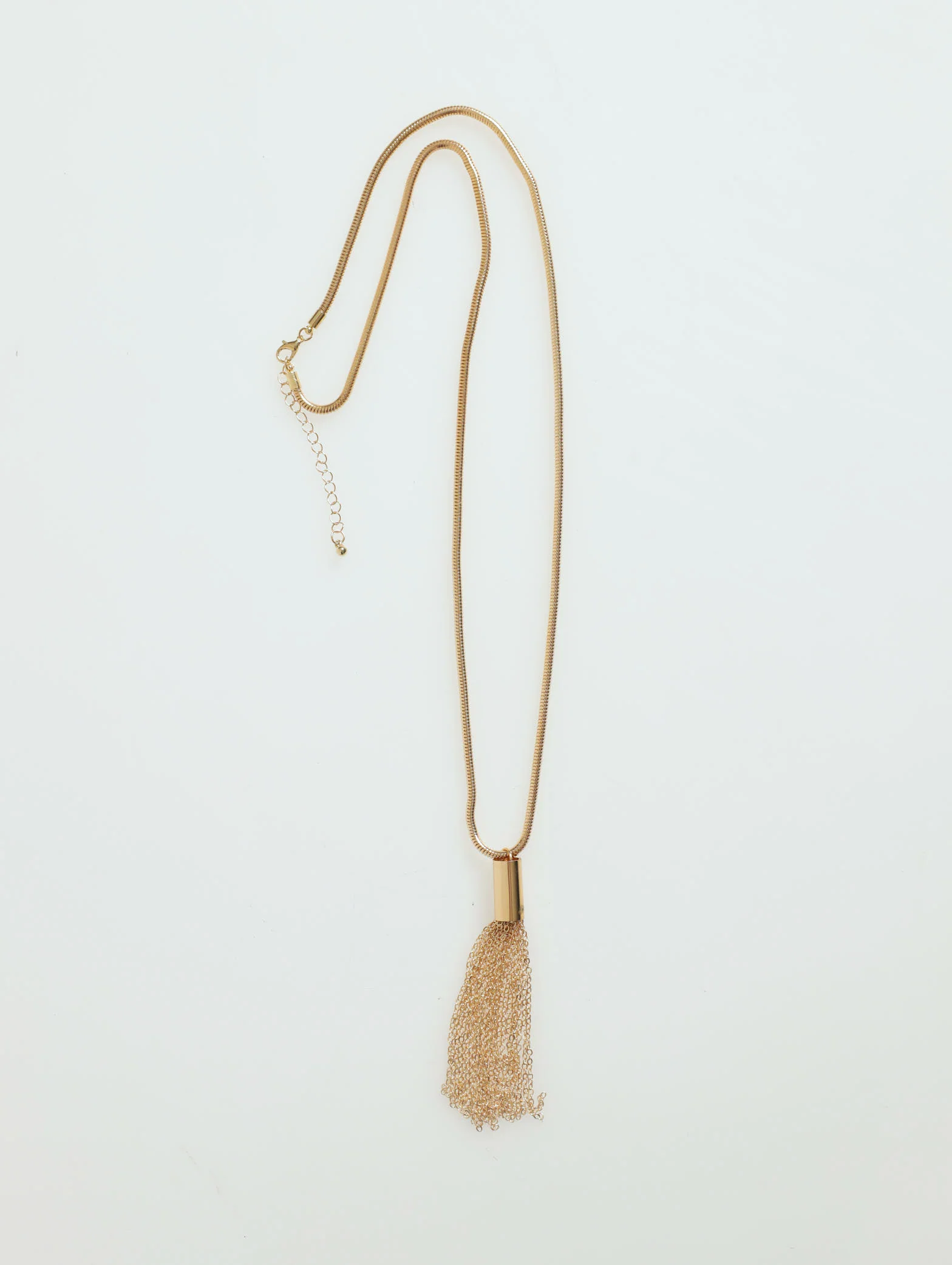 Longer Length Metal Tassle Trim Necklace
