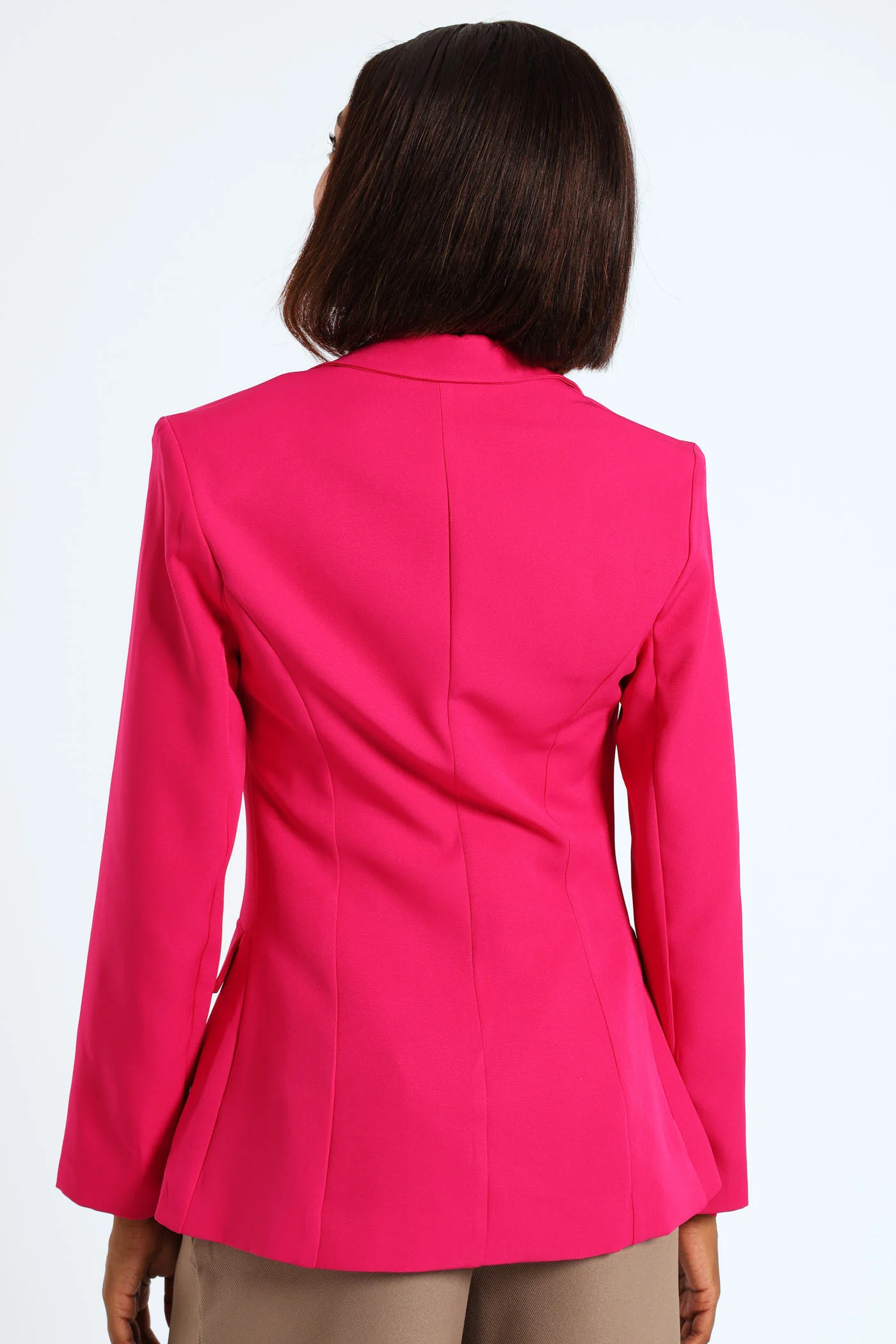 Longer Length Slimfit Blazer Jacket - Cerise - Image 3