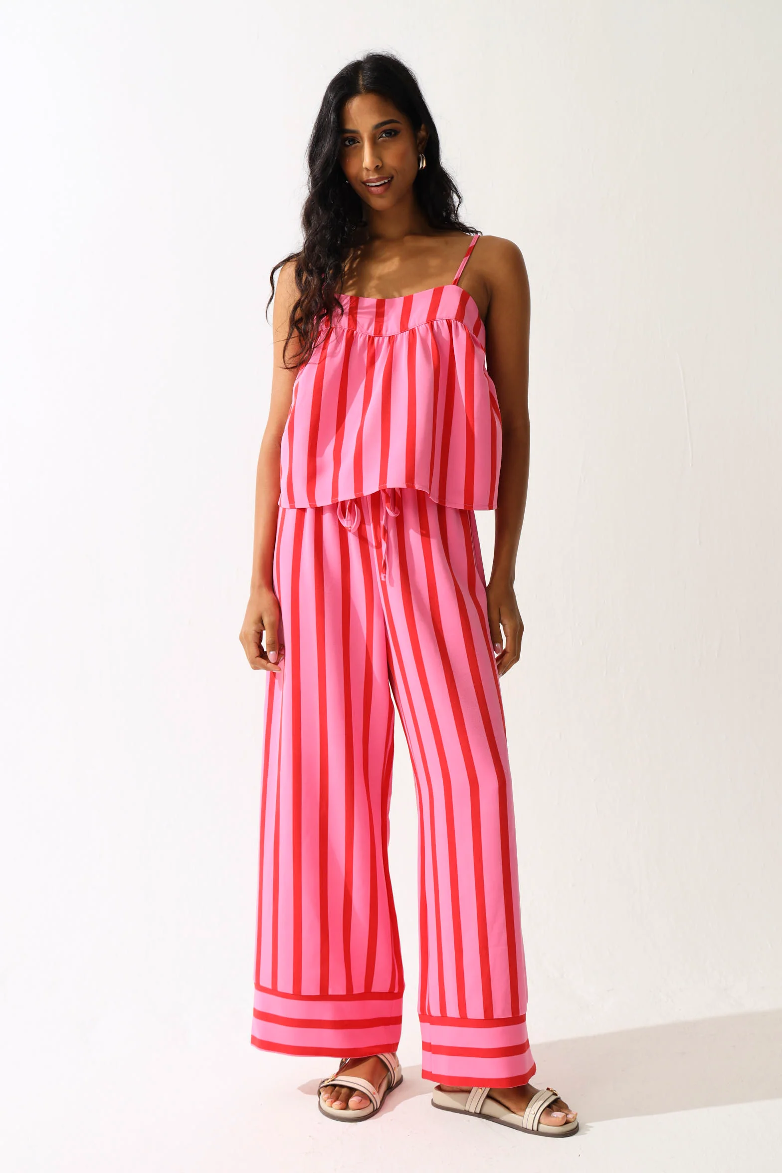 Longer Length Stripe Hem Detail Cami - Multi - Image 2