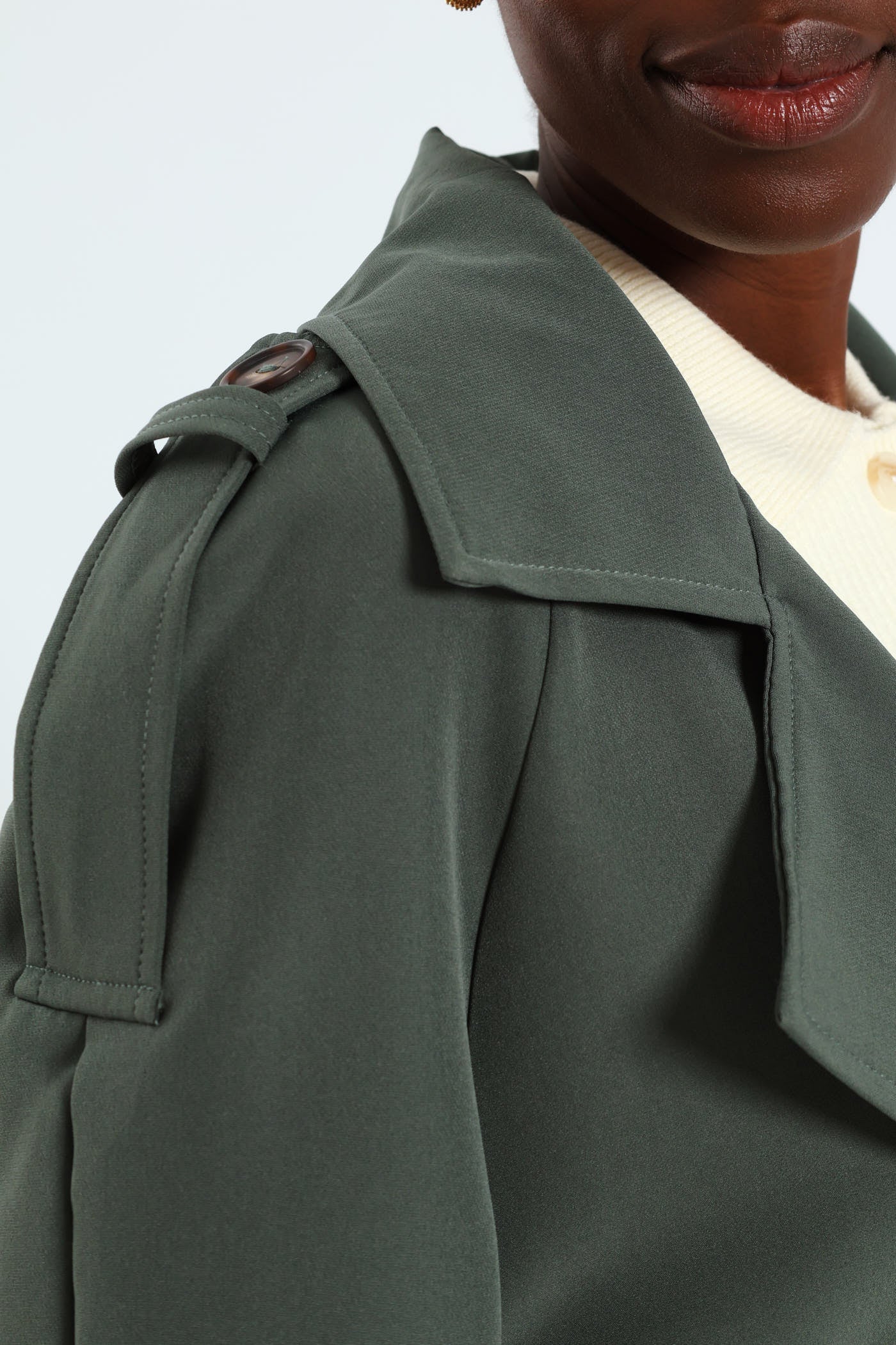 Longer Length Unlined Barbi Trench Coat - Fatigue - Image 6