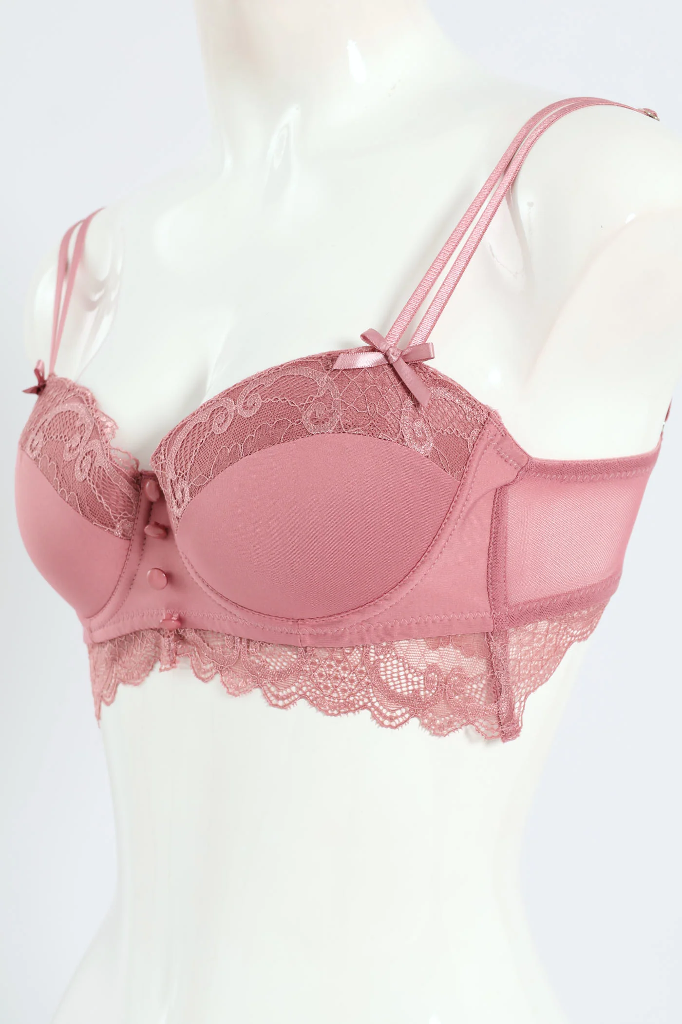 Longline Lace Balconette Bra - Mauve - Image 2