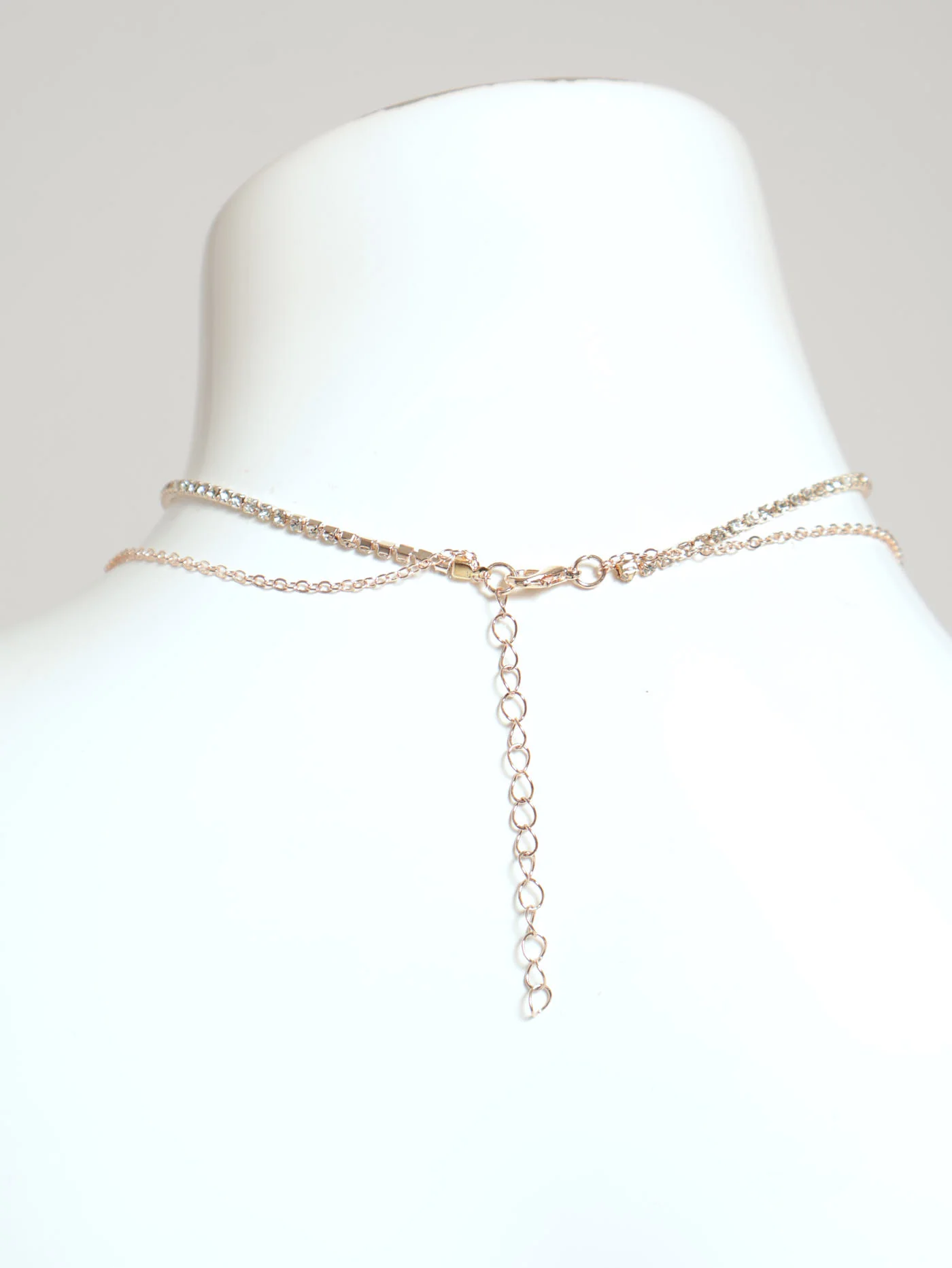 Love Theme 2 Layer Necklace & 3 Pack Stud Earring Set - Rose Gold - Image 3