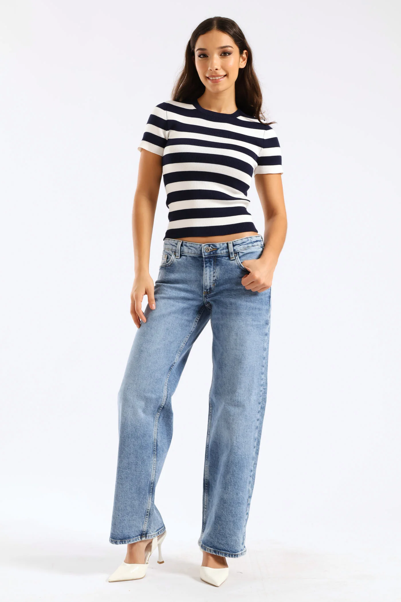 Low Rise Straight Leg Jean - Stonewash - Image 2