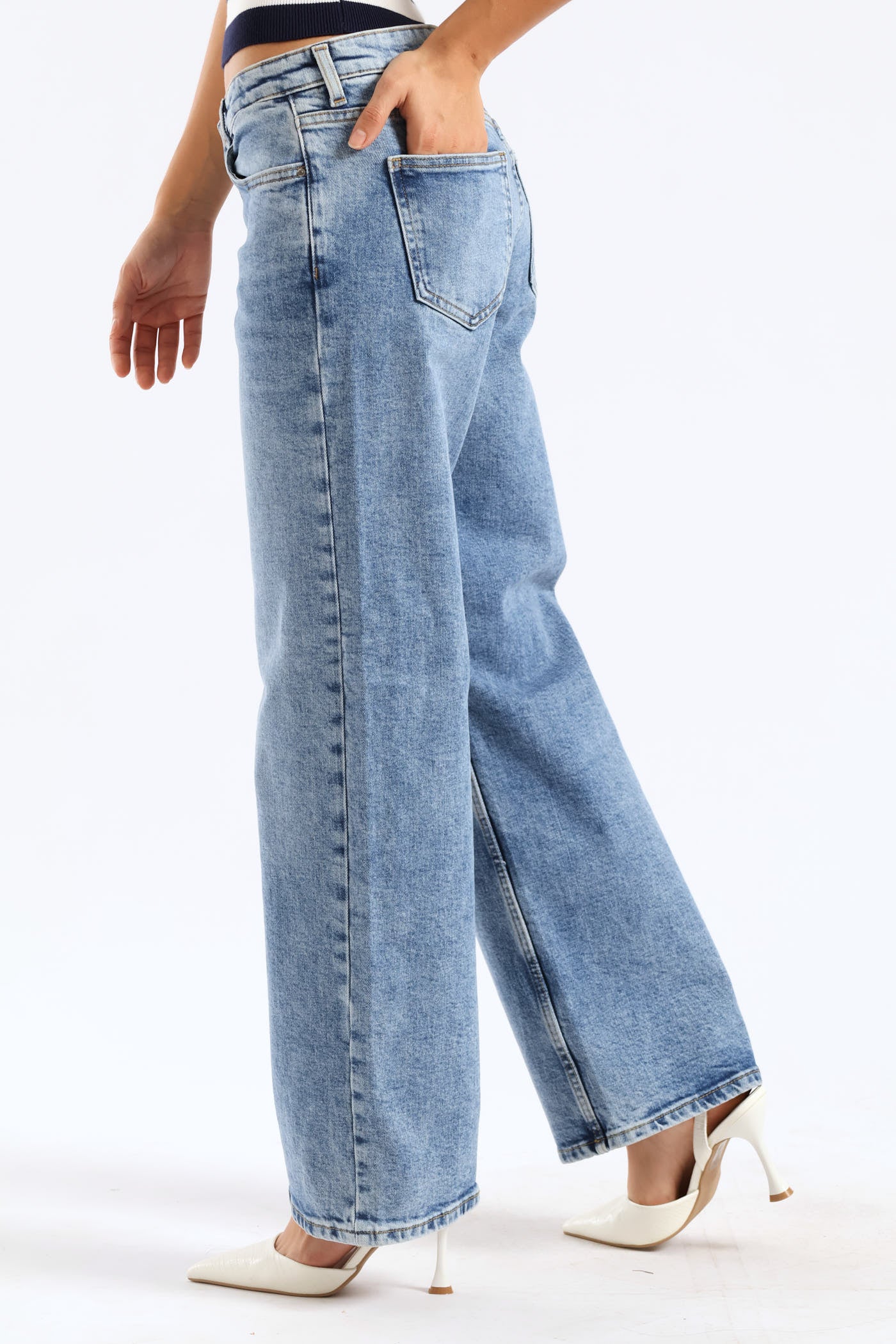 Low Rise Straight Leg Jean - Stonewash - Image 4