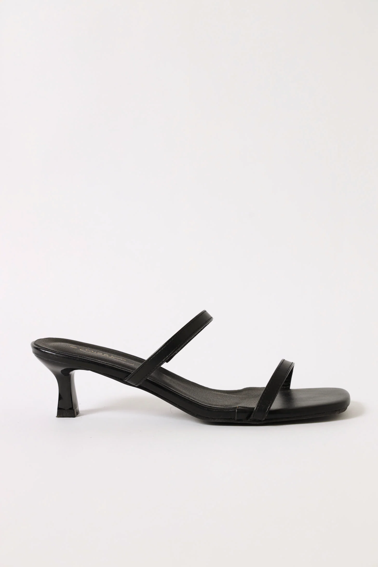Low Slip On Double Strap Heel Sandal - Black - Image 3