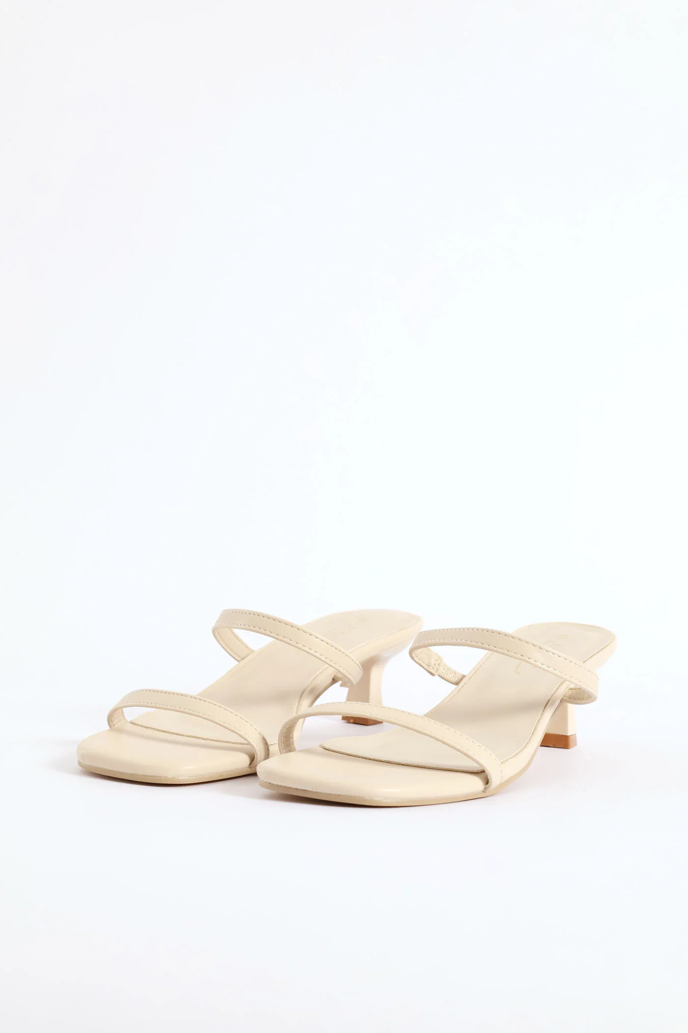 Low Slip On Double Strap Sandal Heel - Off White