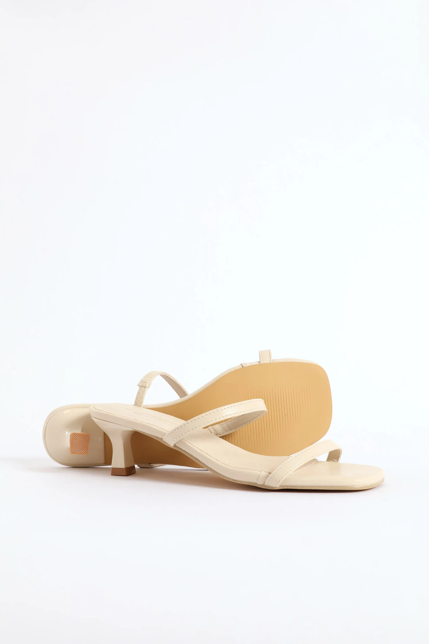 Low Slip On Double Strap Sandal Heel - Off White - Image 3