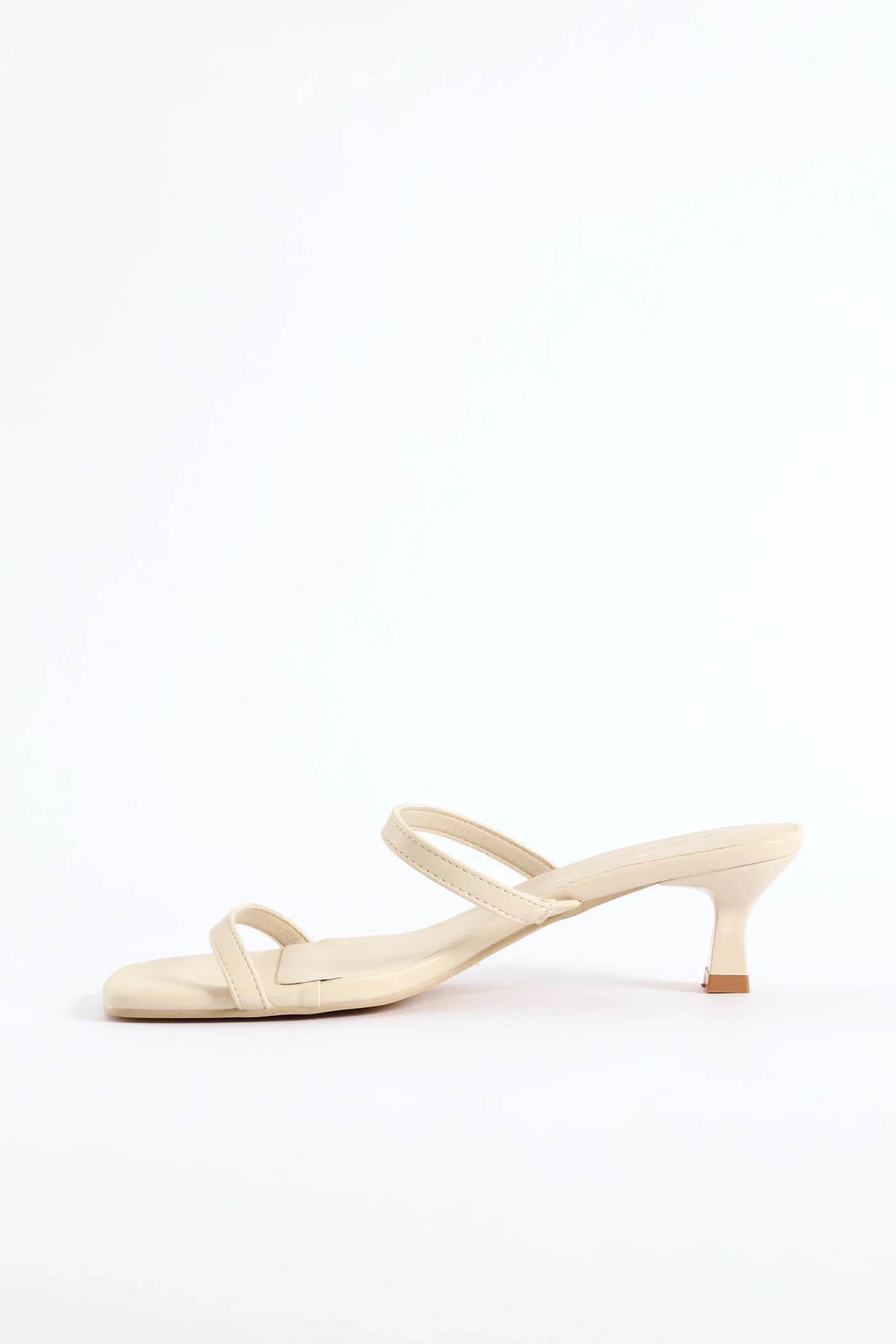 Low Slip On Double Strap Sandal Heel - Off White - Image 4