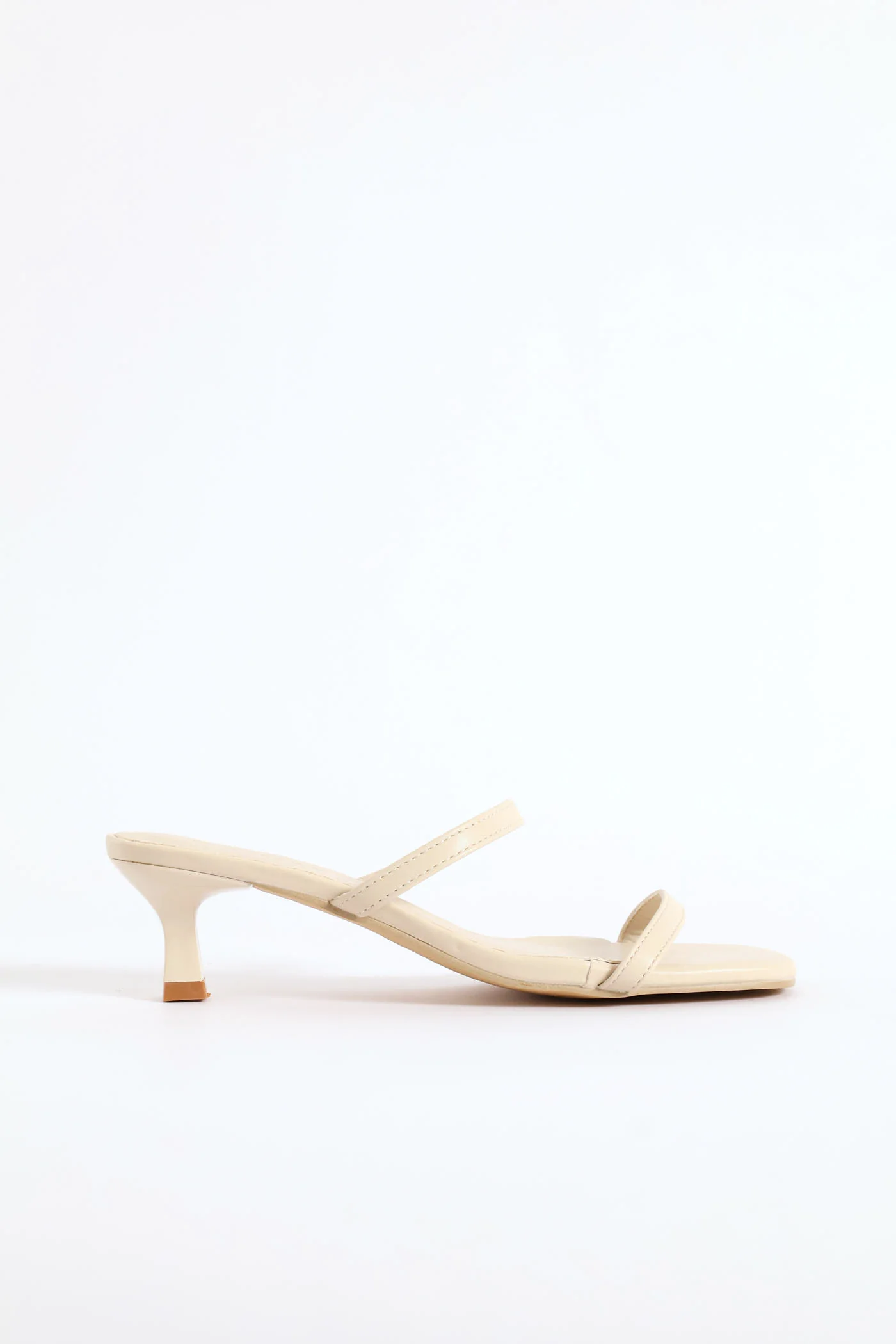 Low Slip On Double Strap Sandal Heel - Off White - Image 5