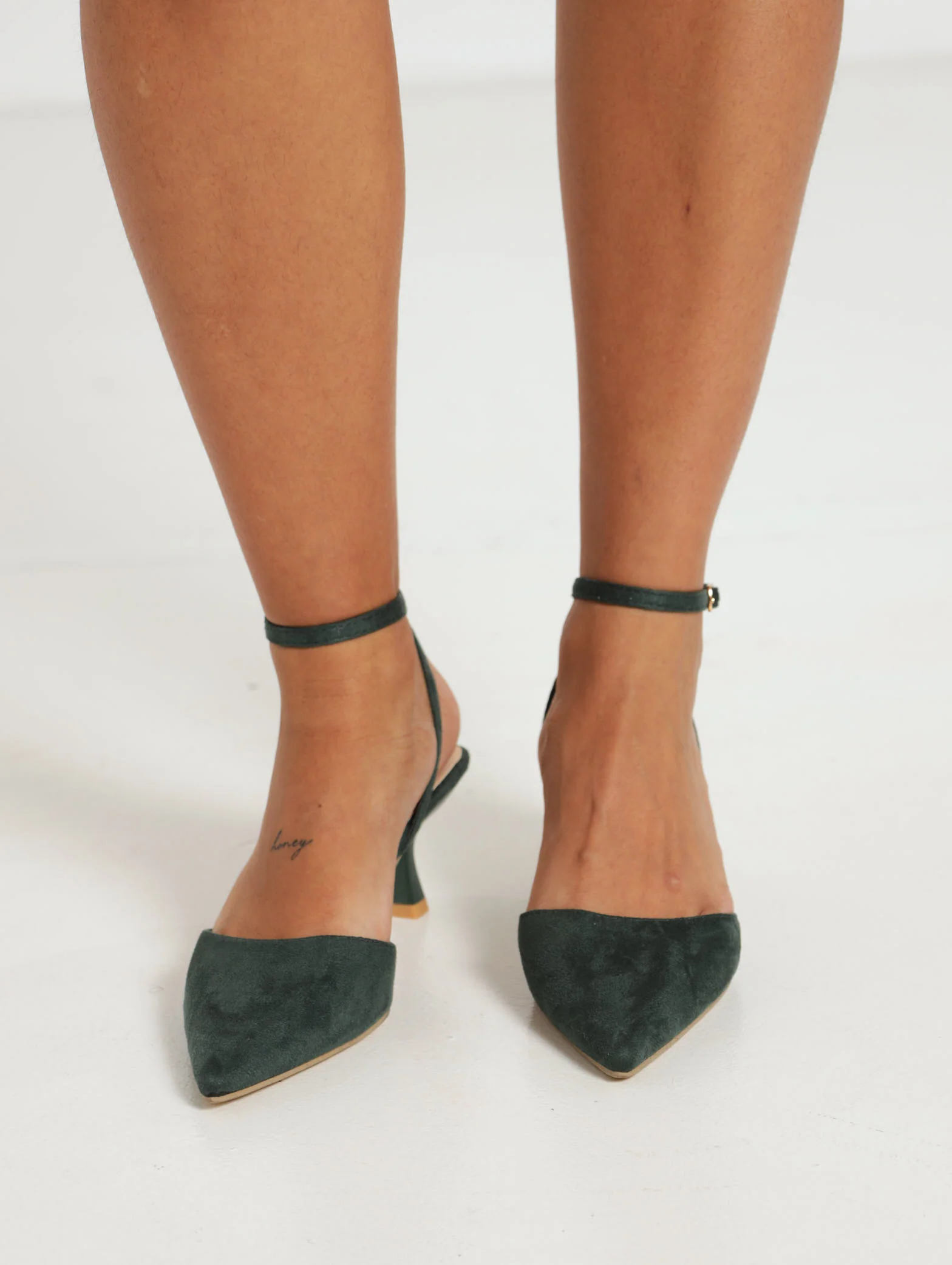 Low Stiletto Court Heel With Ankle Strap
