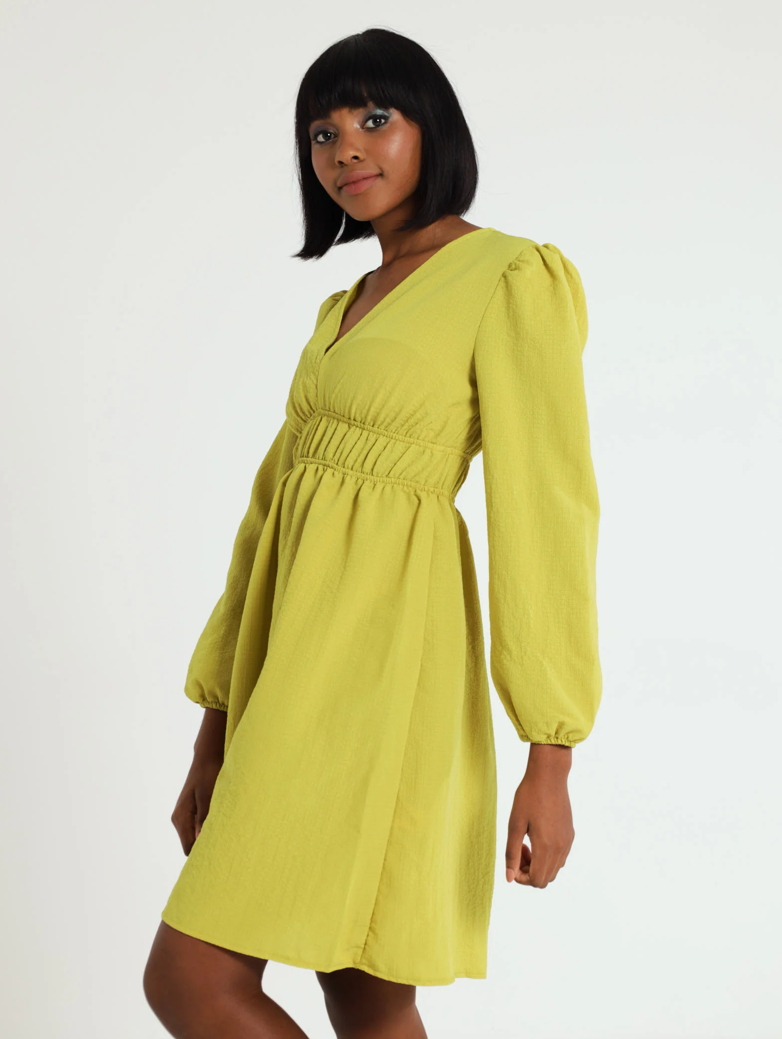 Long Sleeve Elastic Waist Dress - Image 2