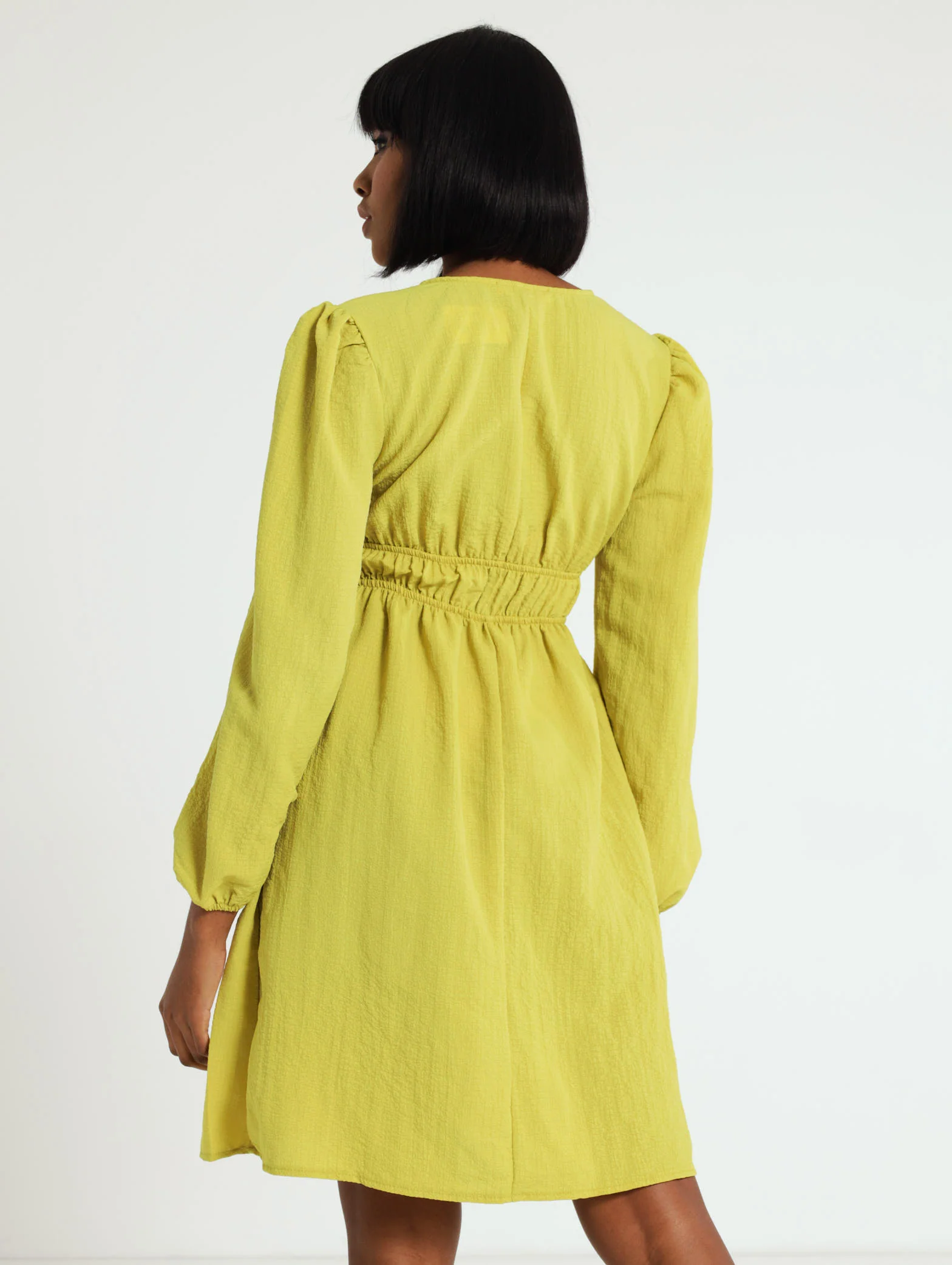 Long Sleeve Elastic Waist Dress - Image 3