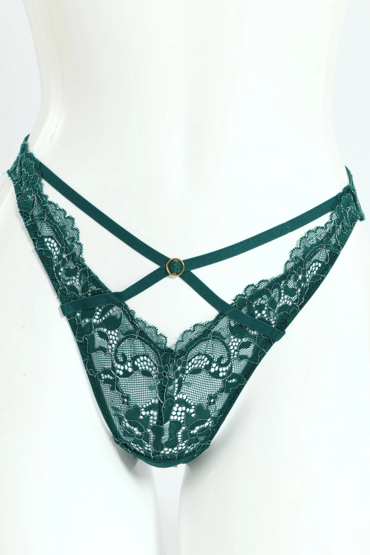 Lurex Lace Thong  - Teal