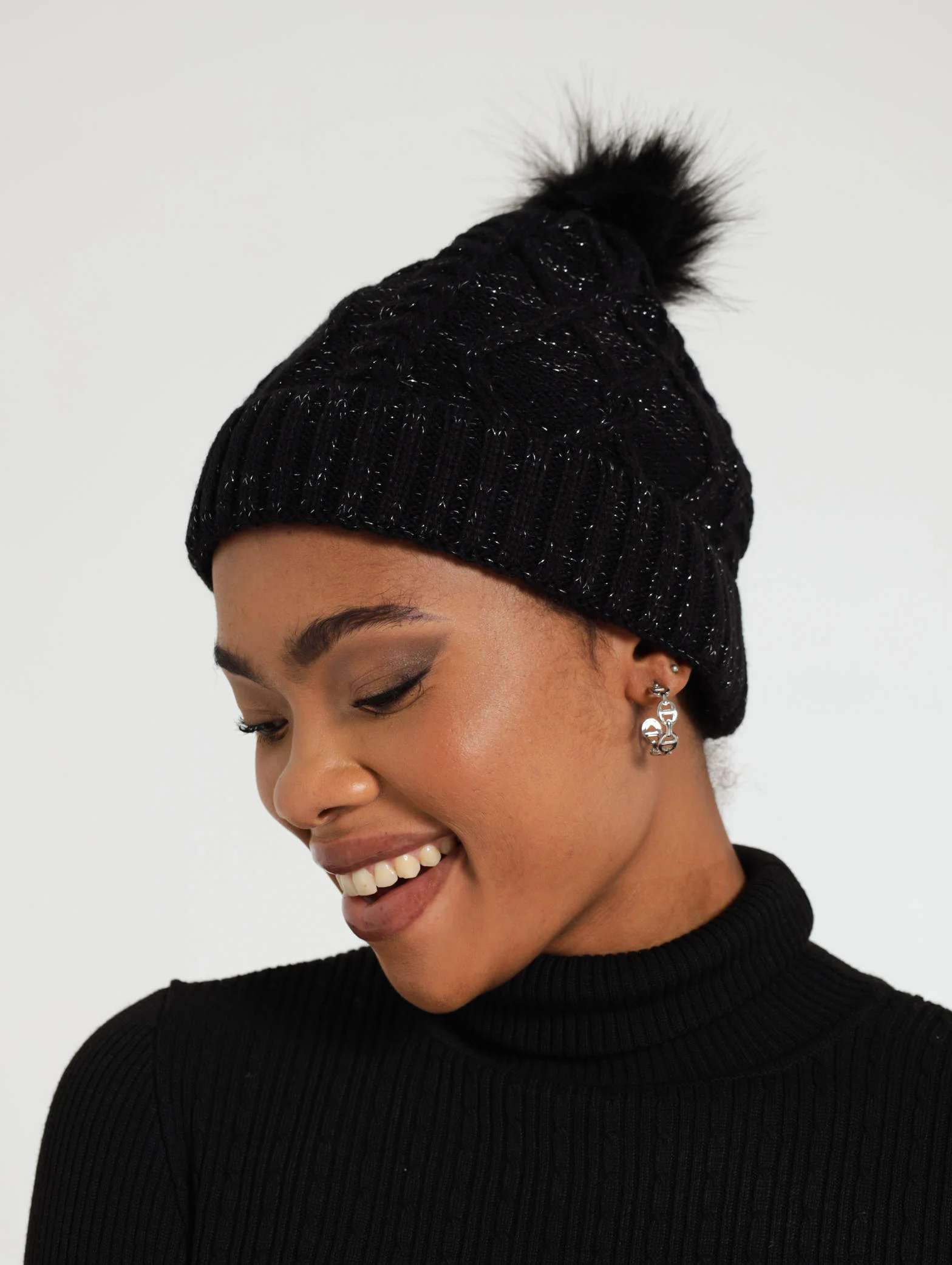 Lurex Pom Pom Beanie