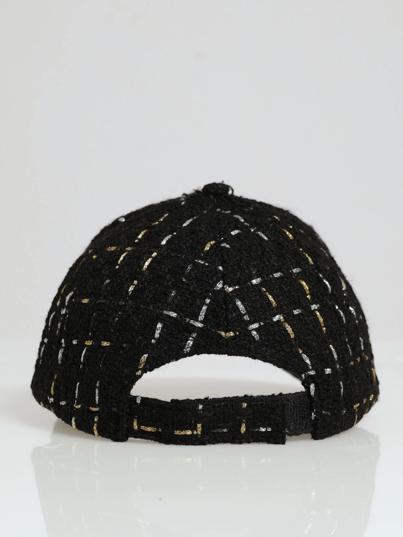 Lurex Tweed Peak Cap - Black - Image 2