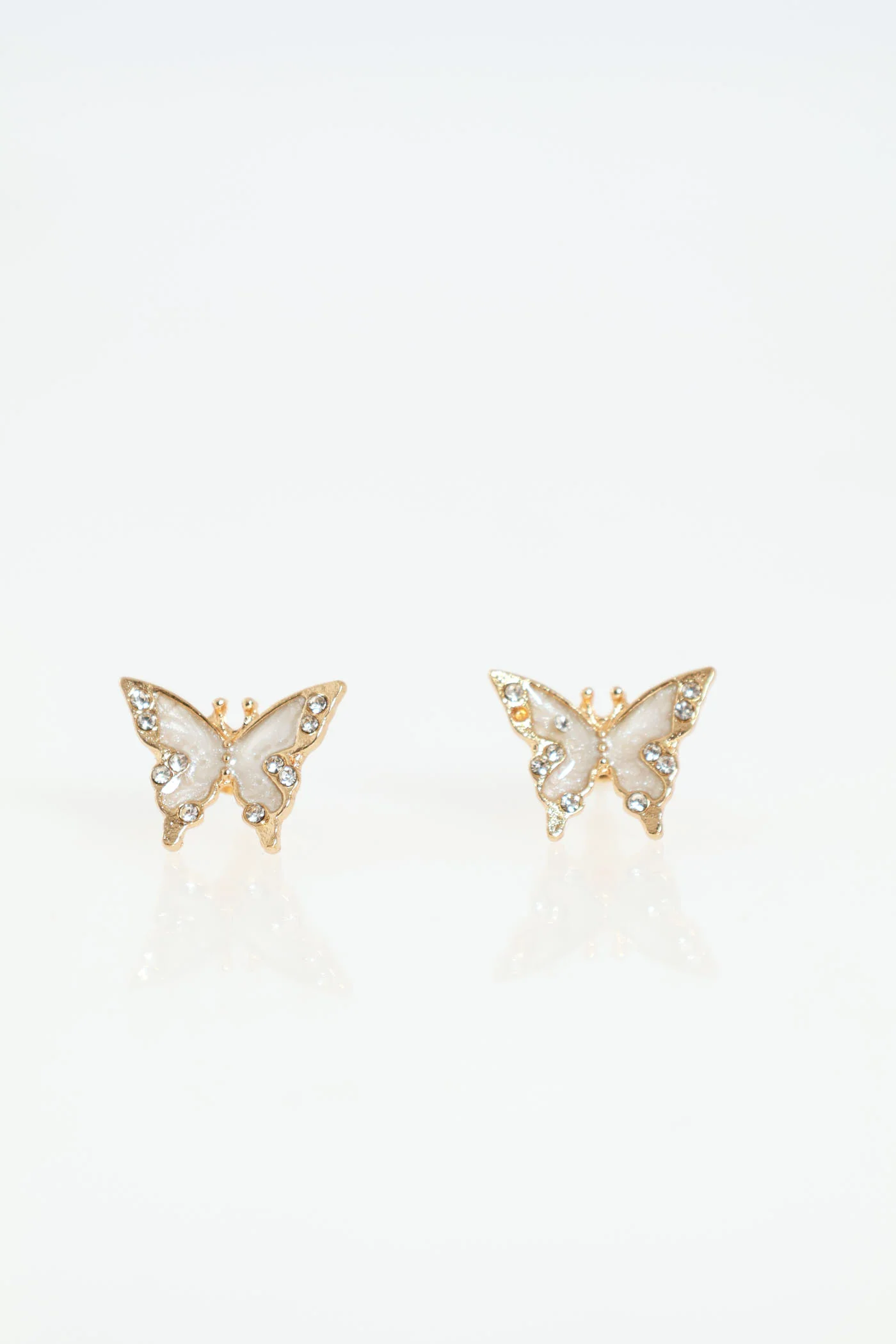 Marble Epoxy Butterfly Pendant & Matching Earring - Gold - Image 2