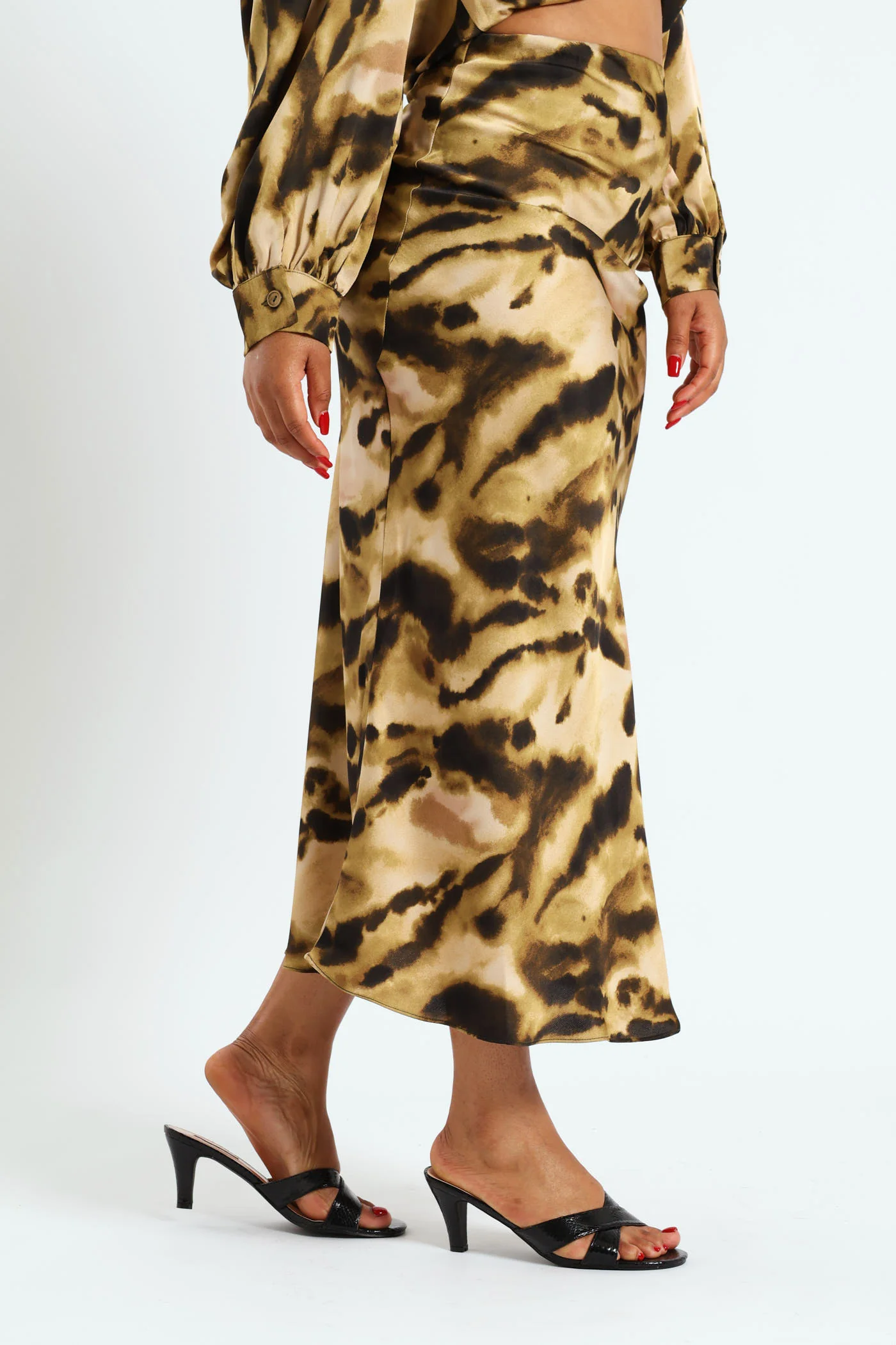 Marble Print Slip Skirt - Fatigue/Stone - Image 3