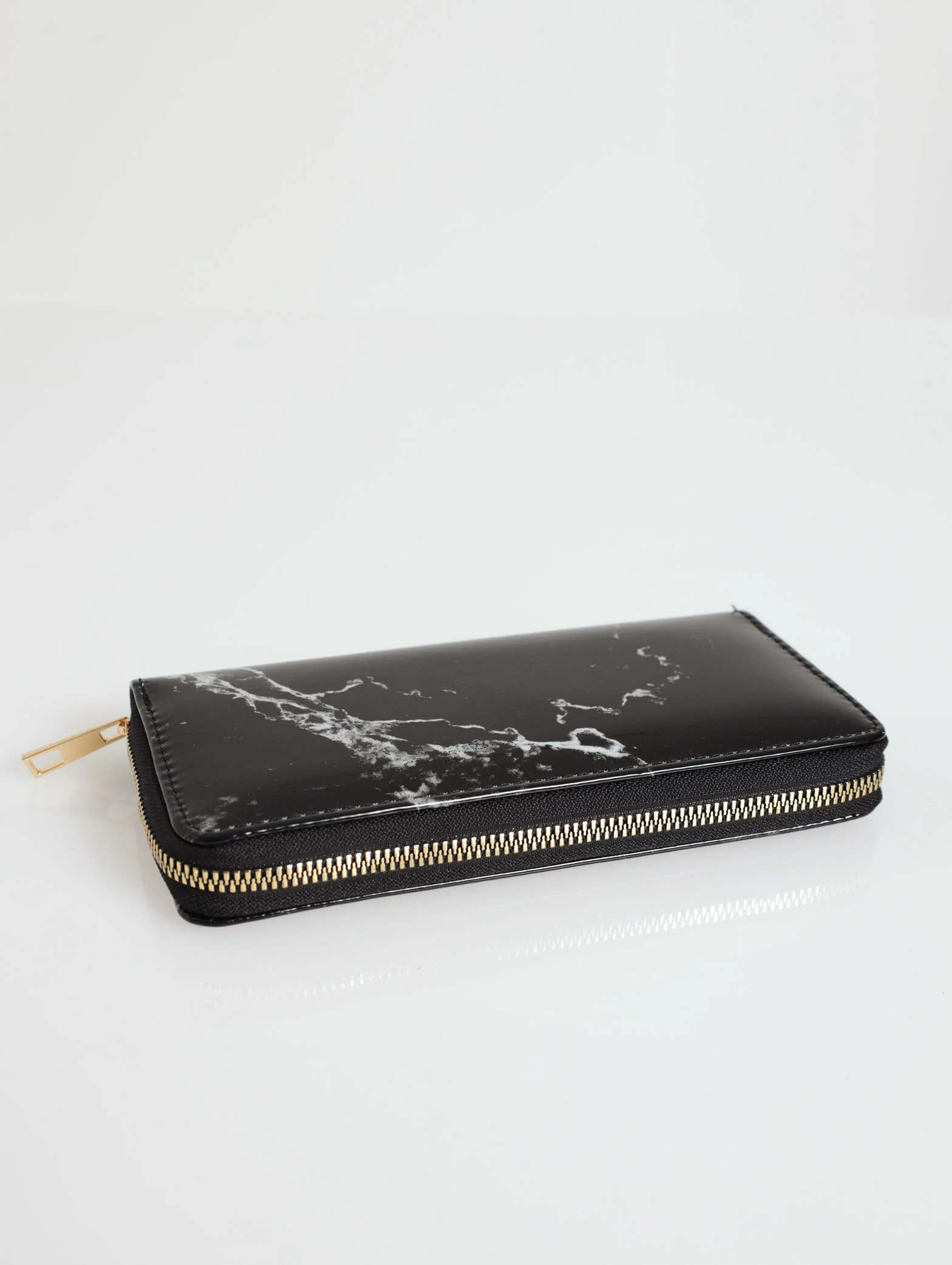 Marble Zip Wallet - Black