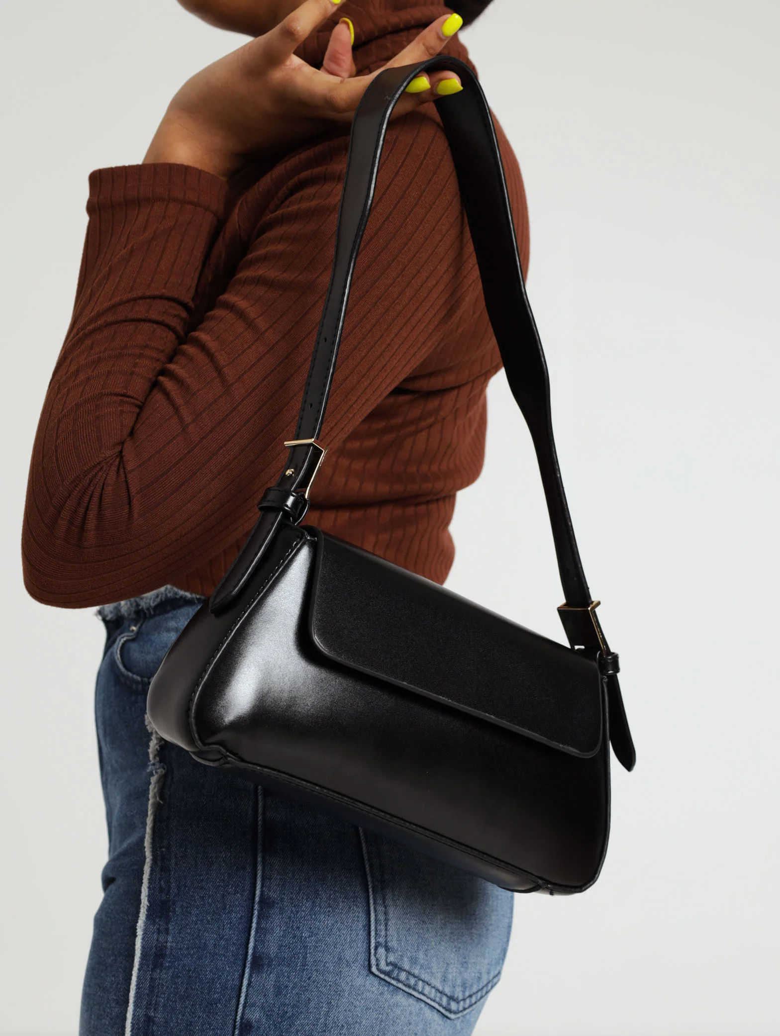 Matt Flap Shoulder Bag