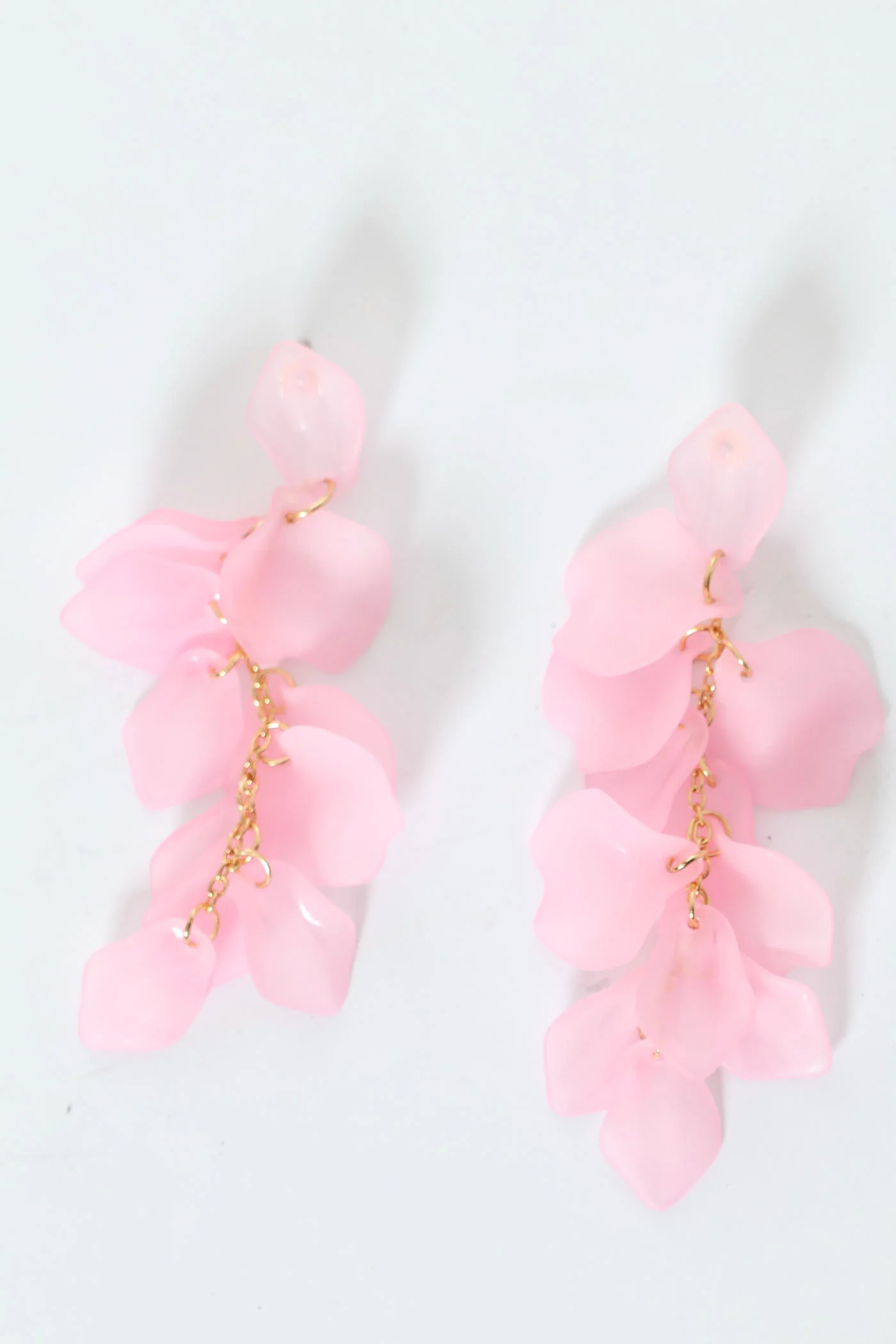 Matte Petal Drop Earrings - Pink