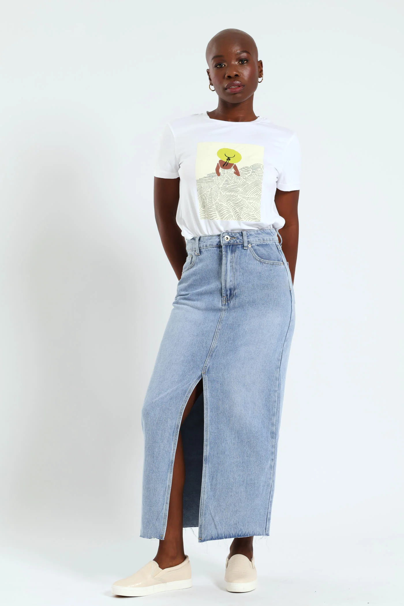 Maxi Denim Slit Front Skirt - Image 2