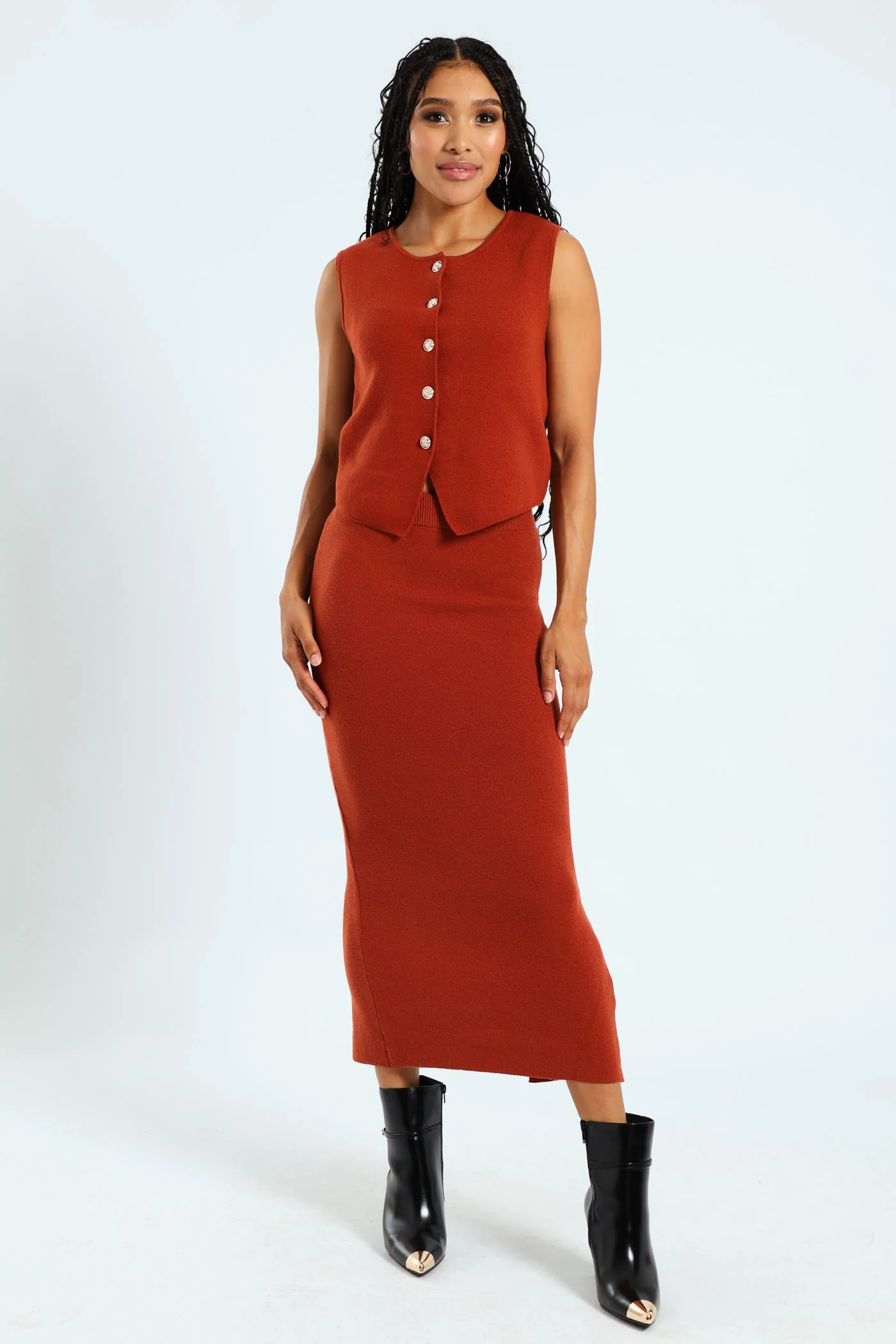 Maxi Knitwear Skirt - Rust